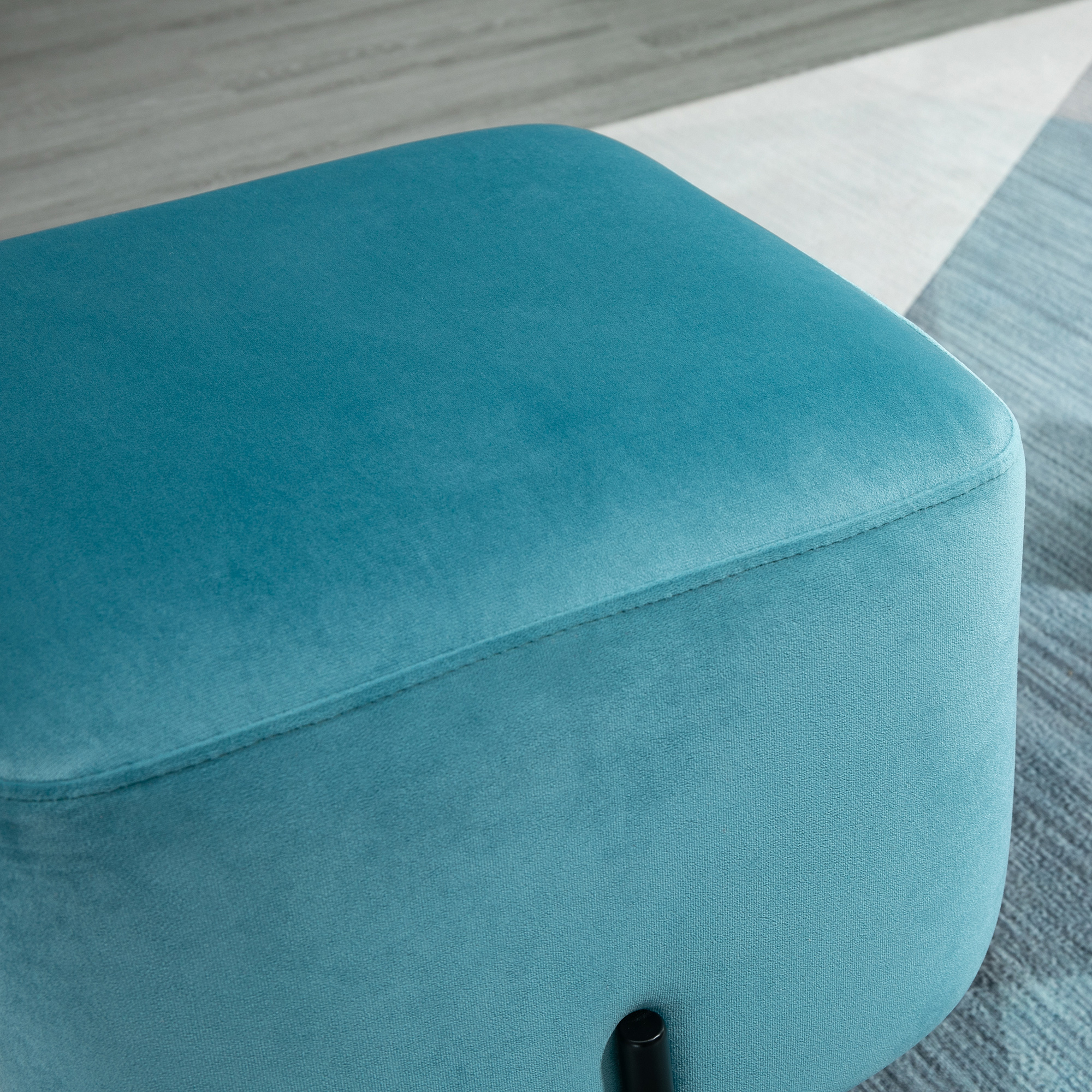 Fußhocker Fußstütze gepolstert Polyester Stahl Schaumstoff Türkis 44,5 x 44,5 x 41,5 cm