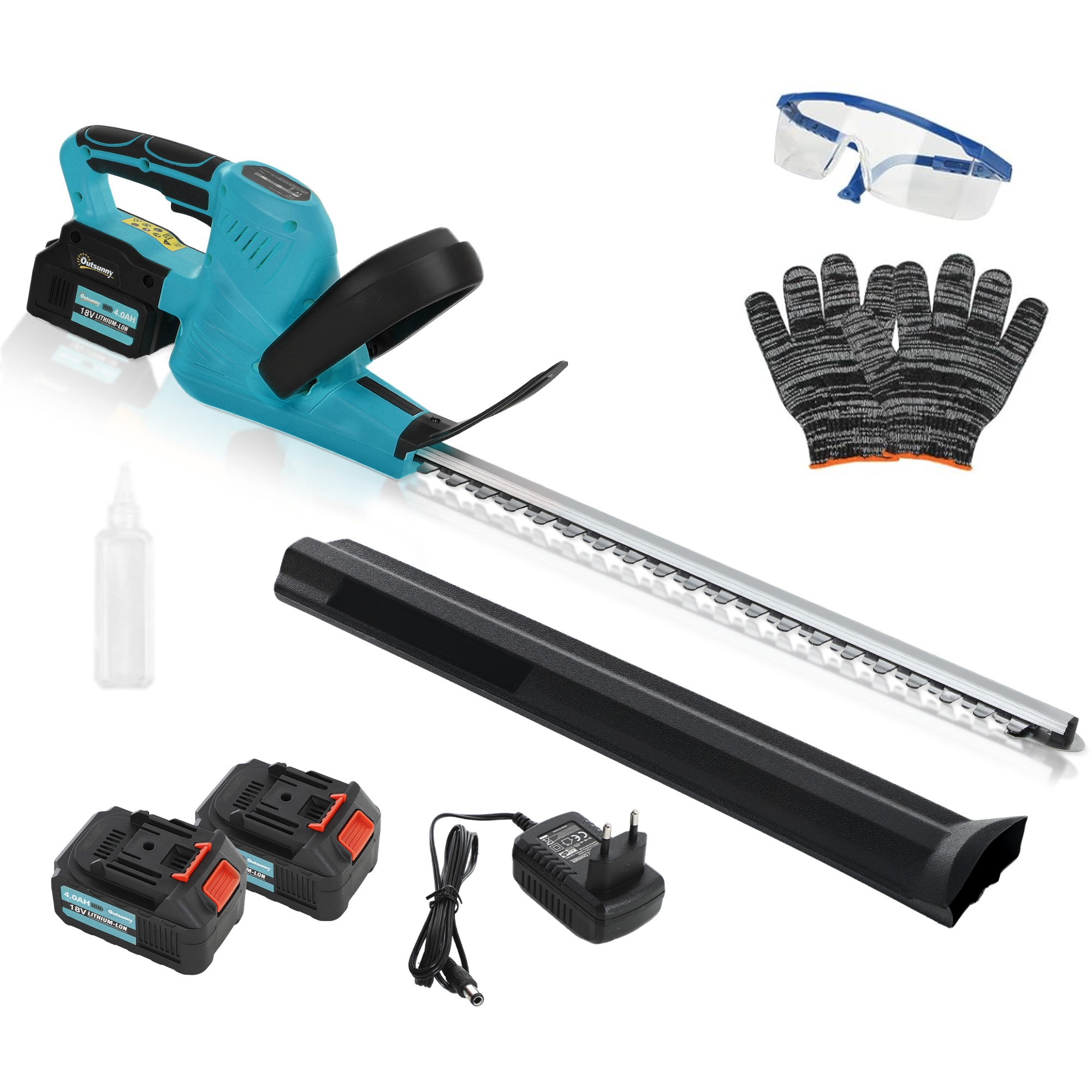 Elektro Heckenschere Akku Elektrischer Heckenschneider mit 51cm Schnittlänge Motor, Akku Blau