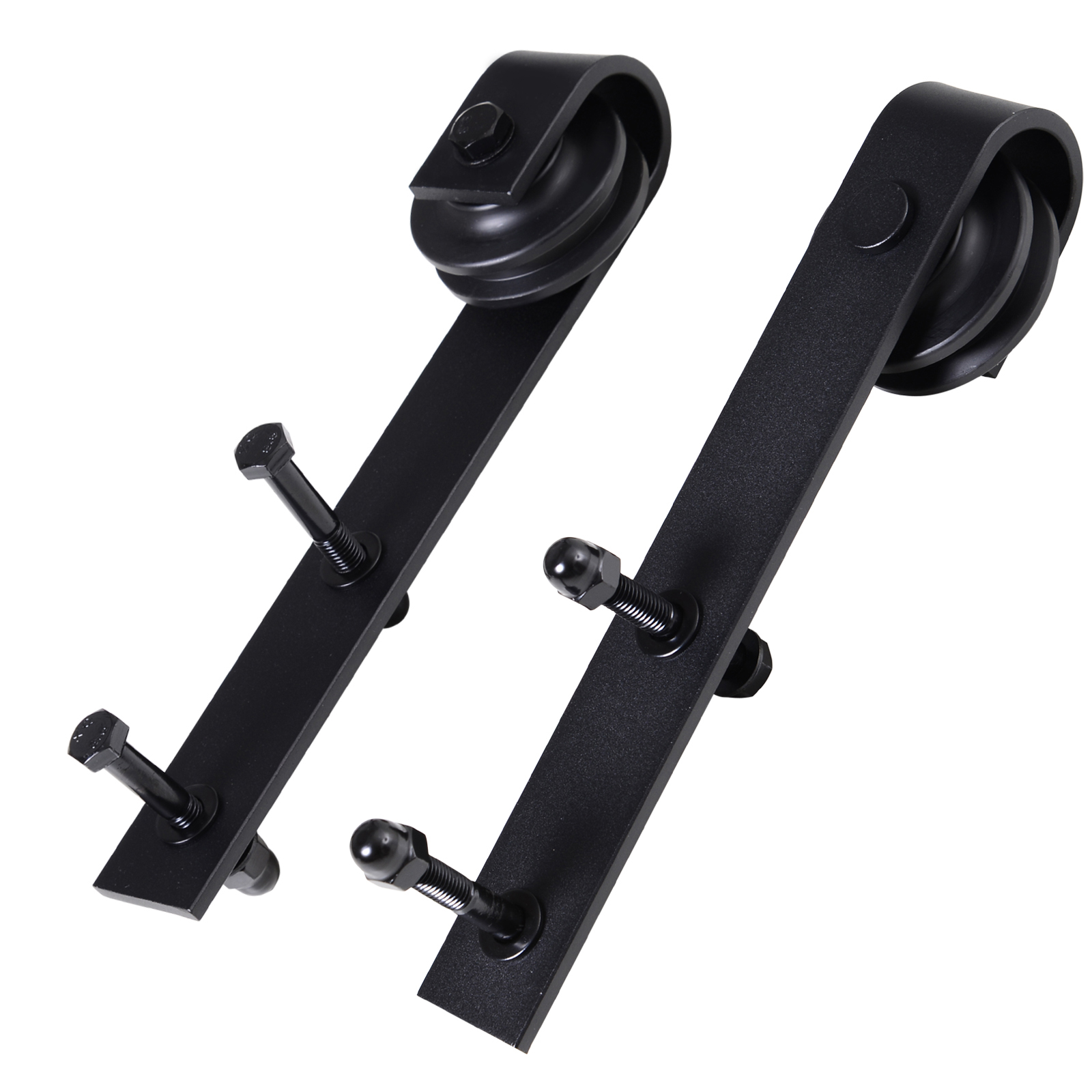 Gleitschienen-Bausatz für Schiebetür, bis 90 kg, Kohlenstoffstahl, 200 cm, Schwarz, inkl. Werkzeuge