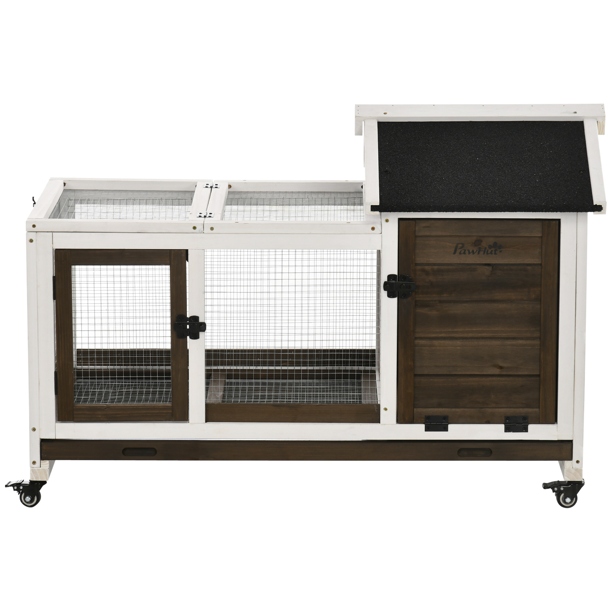 Kleintierstall für Zwergkaninchen, Meerschweinchen, mit Rädern, 108 x 58 x 73,5 cm, Kaffee Kleintierstall für Zwergkaninchen, Meerschweinchen, mit Rädern, 108 x 58 x 73,5 cm, Kaffee