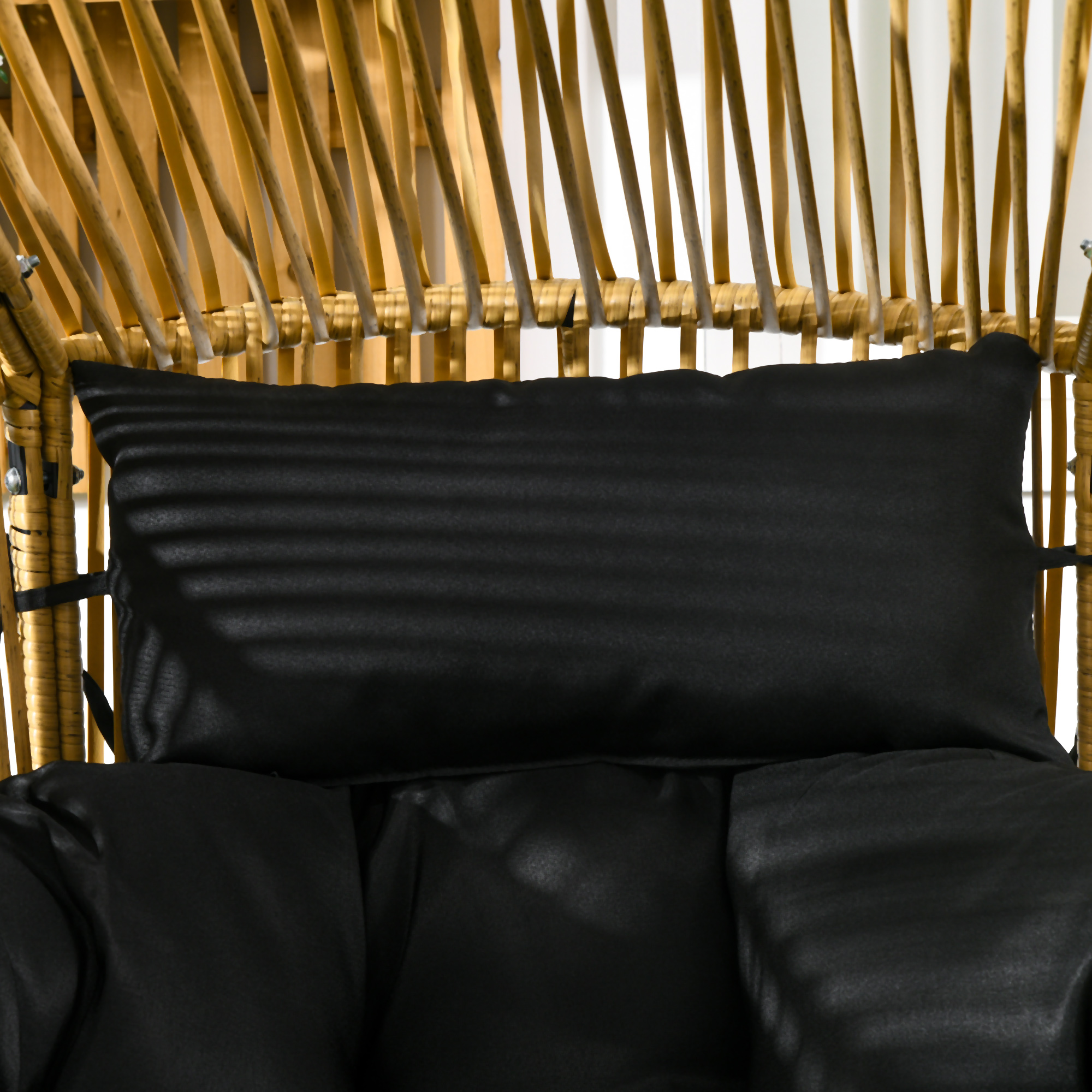 Rattansessel Outdoor-Sessel Gartensessel, PE-Rattan, 89 cm x 75 cm x 143 cm, Natur + Schwarz