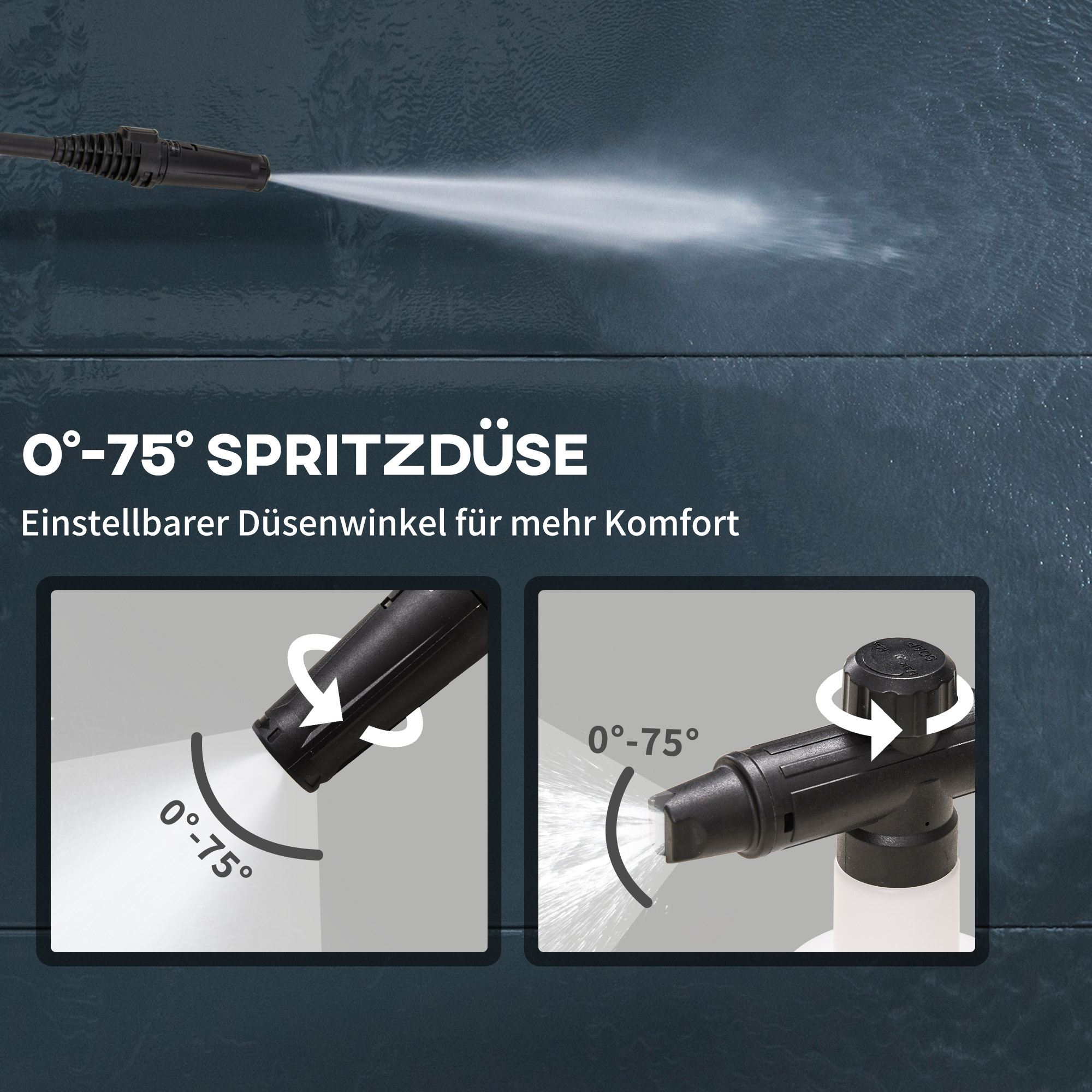 Hochdruckreiniger Druckreiniger 5-tlg. Zubehör, verstellbare Spritzdüse, 150 bar Druck, 1800 W, max. 510 l/h, 35x27x78cm