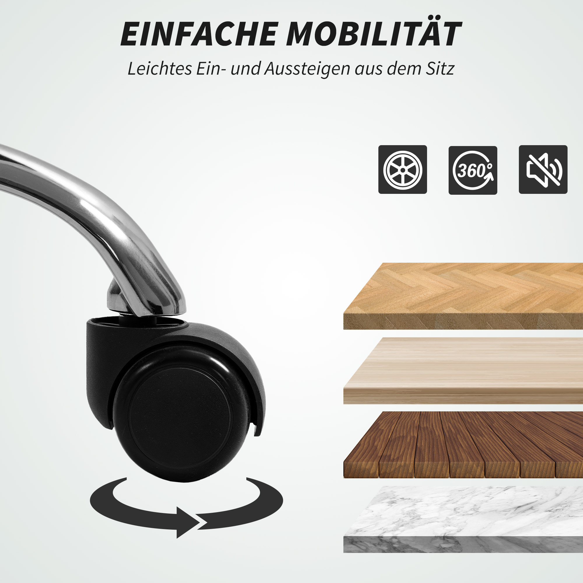 ergonomischer Bürostuhl, neigbare Rückenlehne, Fußstütze, weicher Stoff, Hellbraun