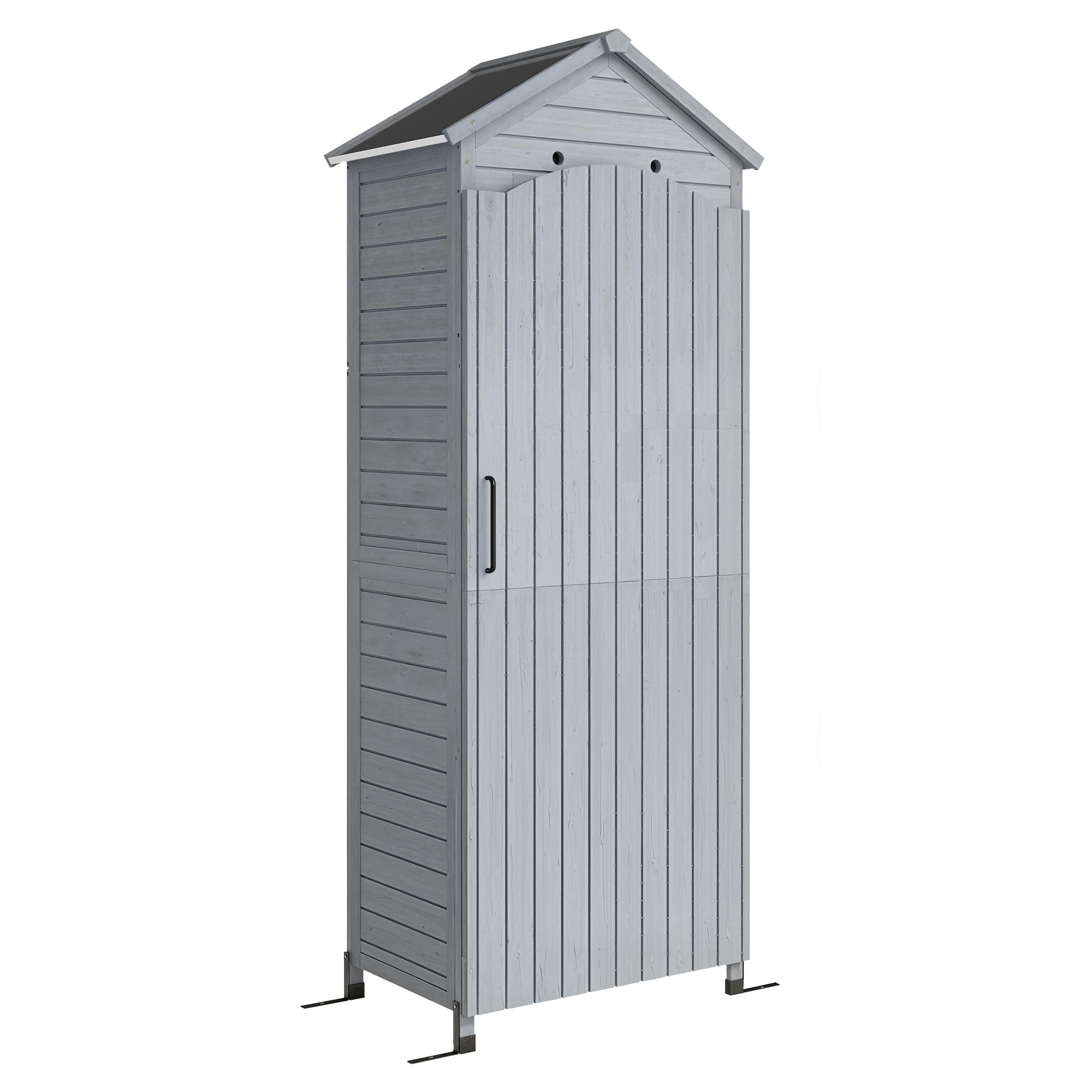 Gartenschrank Holz extra hohe Geräteschuppen mit verstellbar Ablage magnetisch Tür galvanisiert Dach Belüftung