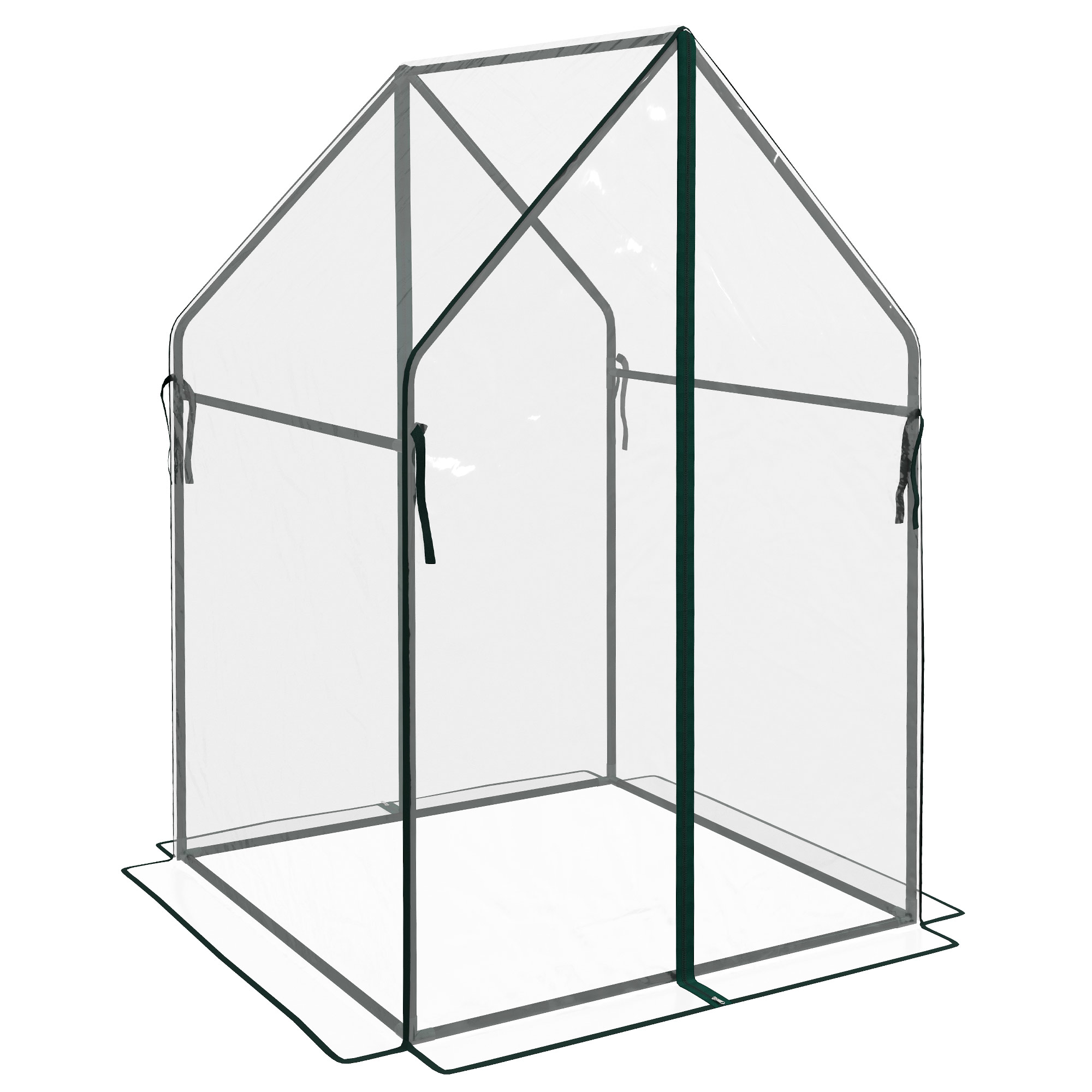 Gewächshaus Frühbeet Treibhaus, 90 cm x 90 cm x 145 cm, Transparent +Schwarz