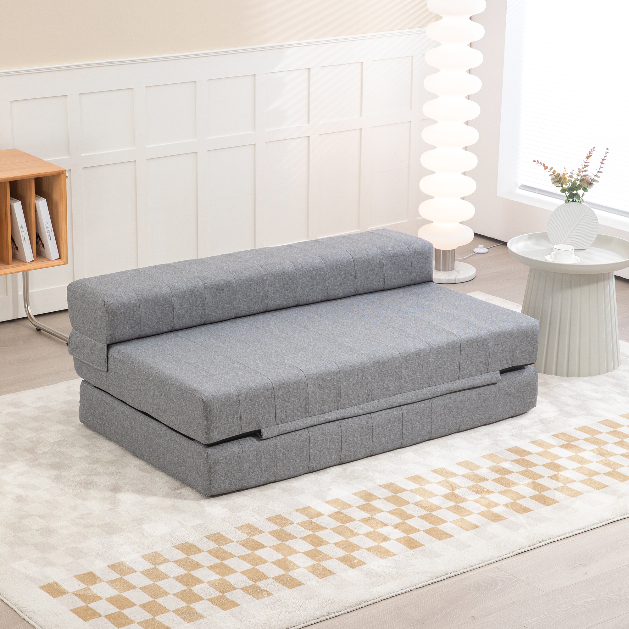 Klappsessel mit Bettfunktion, Gästebett, faltbar, bis 250 kg, 138x80x50 cm, Grau