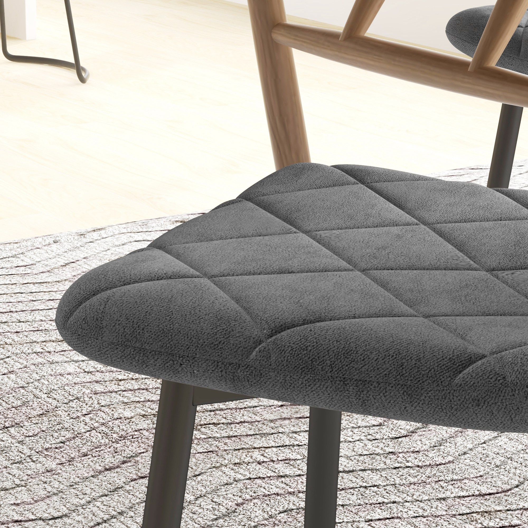 Esszimmerstühle, 4er-Set Küchenstühle mit Rückenlehne, Samtoptik, Polsterstühle mit Metallbeinen, für Esstisch, Grau