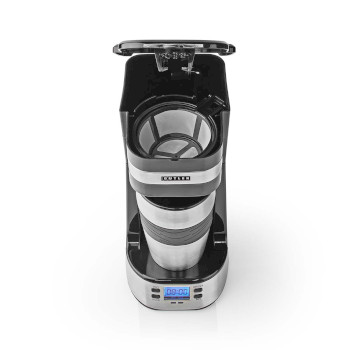 Einzelportions-Kaffeemaschine | 0,4 l | 750 W | Timer-Funktion | isolierter Reisebecher |automatische Abschaltung | LCD-Display | schwarz
