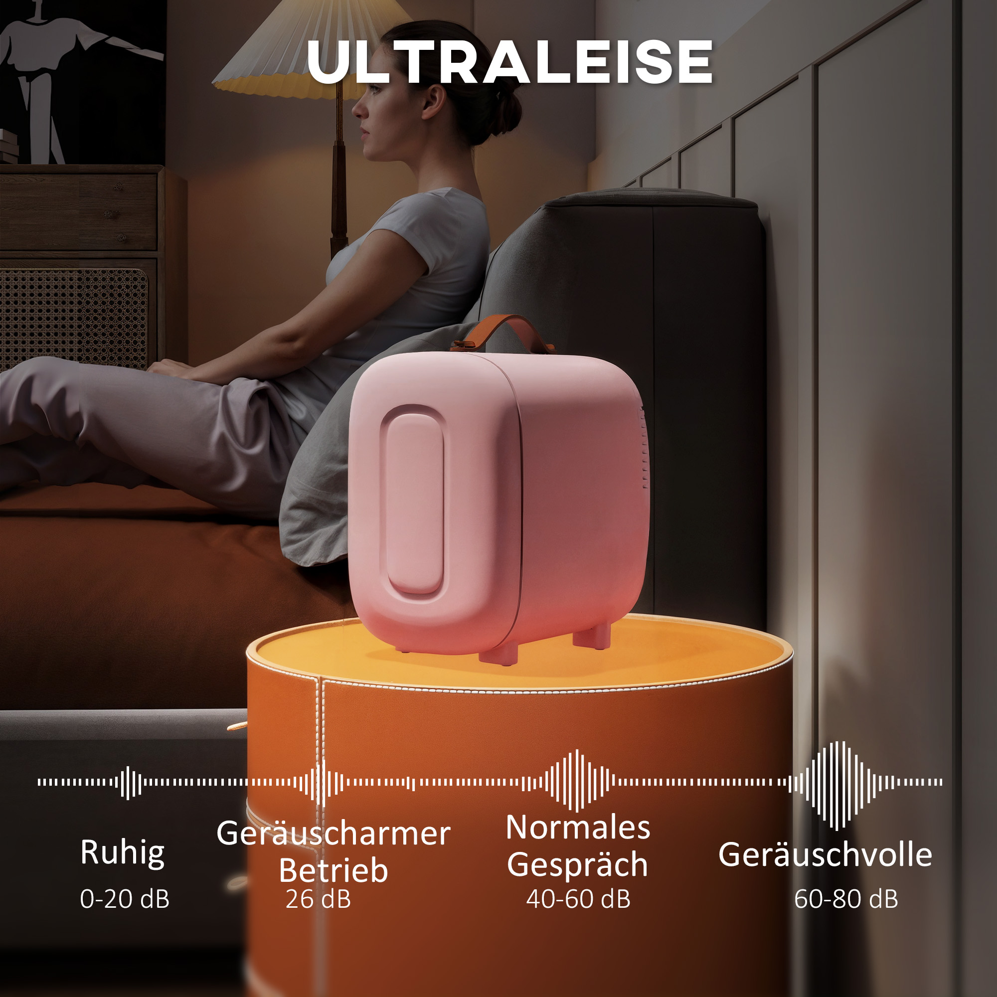 Mini Kühlschrank Kühlschrank Beauty Fridge, 4 L Fassungsvermögen, 20,3 x 26,3 x 28 cm, Rosa