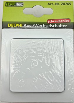 DELPHI Wechsel-Schalter, UP, weiß, 250V~/ 10A, inkl. Rahmen, Steckanschluss