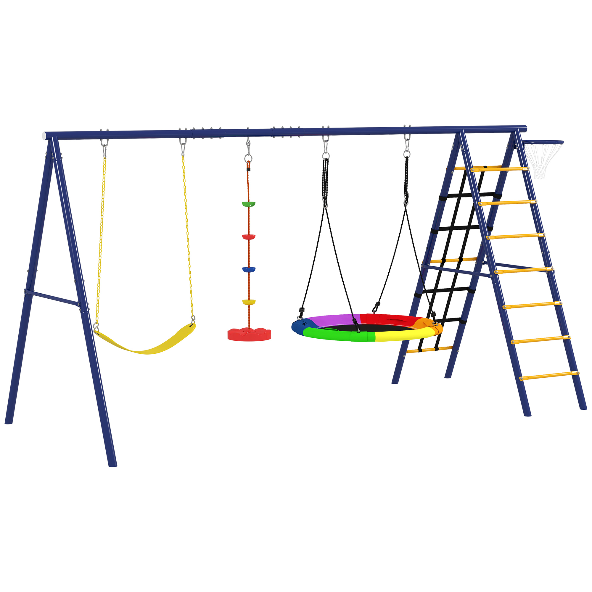 Kinderschaukel-Set, Stahl, 3-8 Jahre, 6-in-1-Design, Bunt