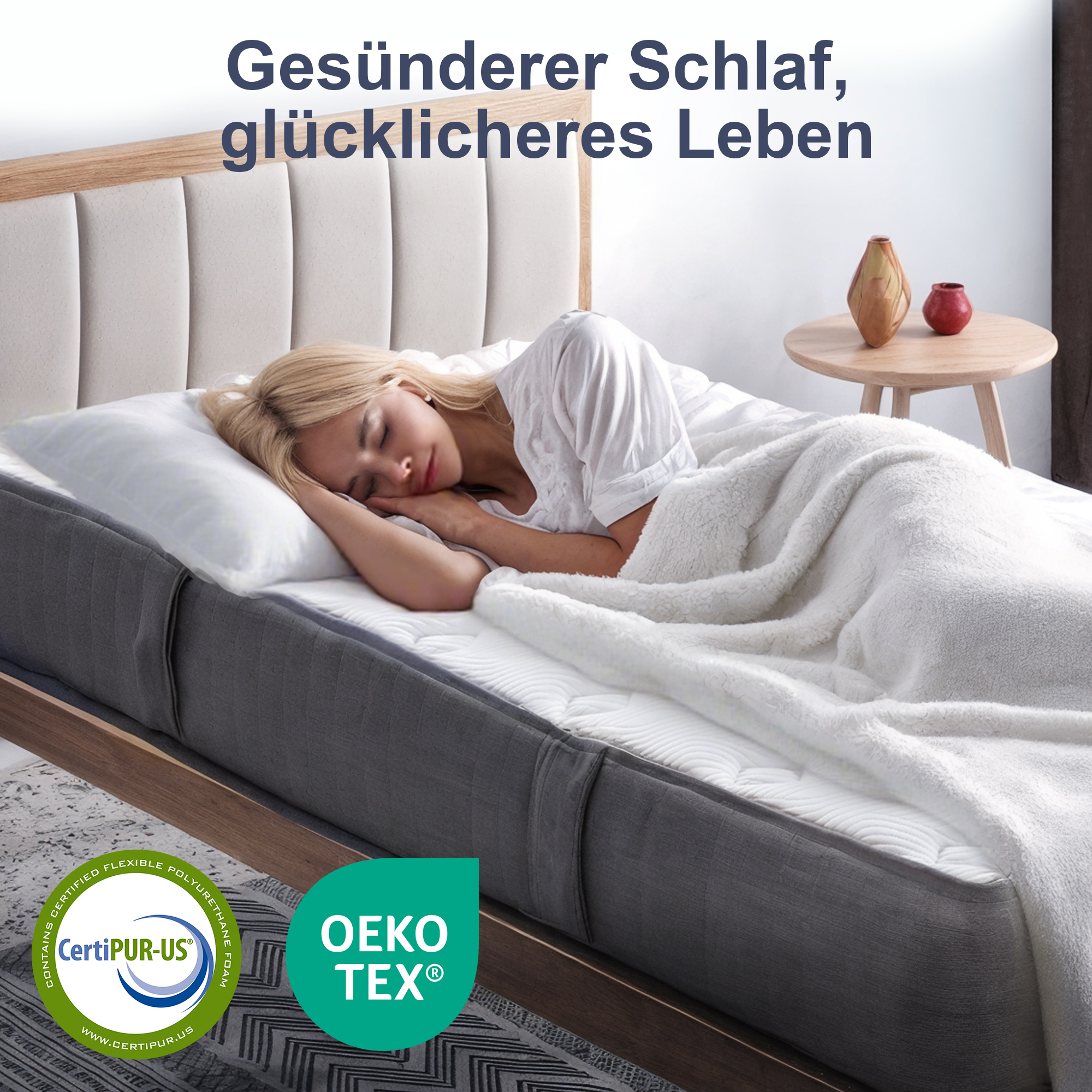 Matratze 90x200 cm 25,8 cm Höhe 7-Zonen ergonomisch mit abnehmbarer waschbar Bezug