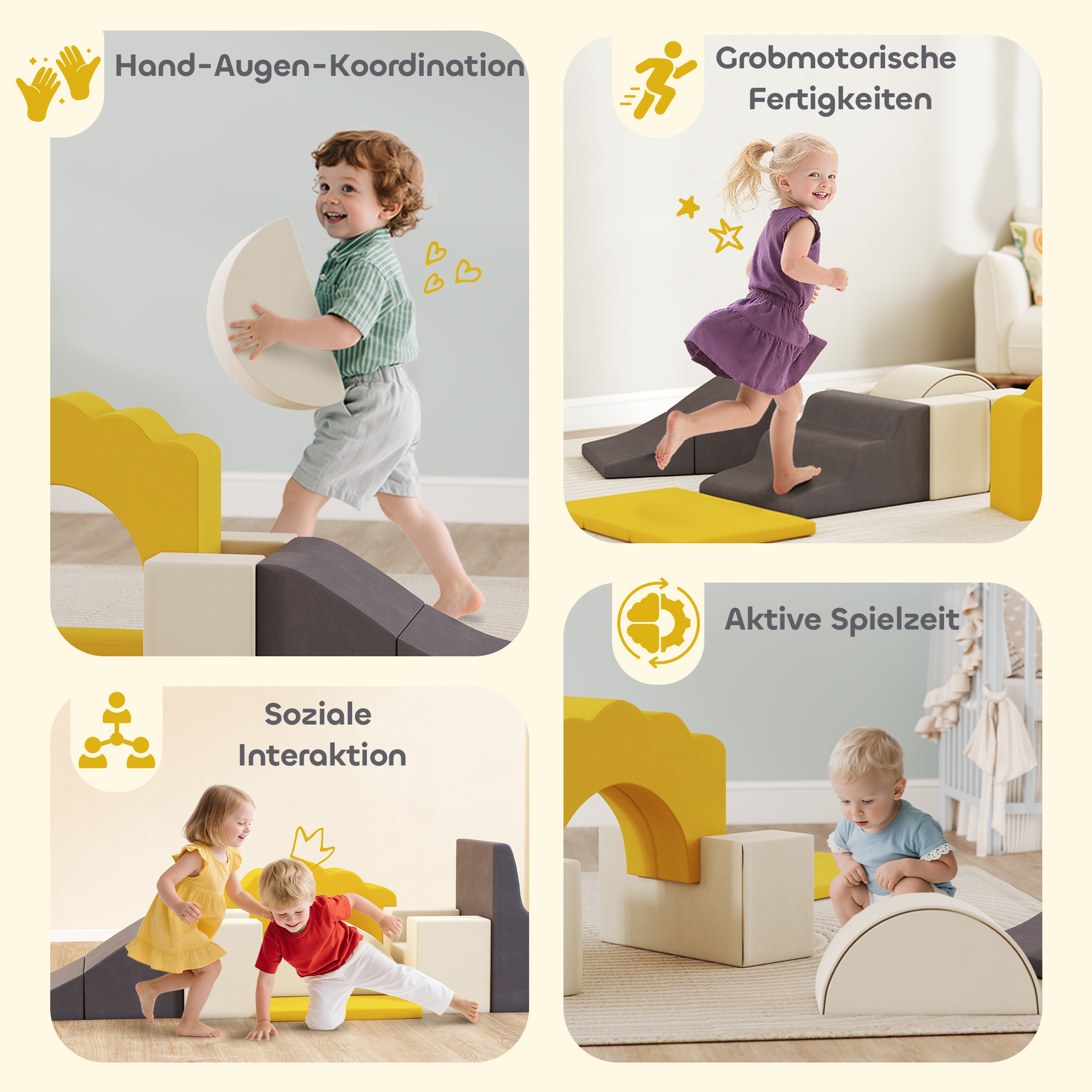 7-teiliges Set Kletterblöcke für Babys & Kleinkinder, weiches Kletterset für den Innenbereich, Stoff, Schaumstoff, Bunt