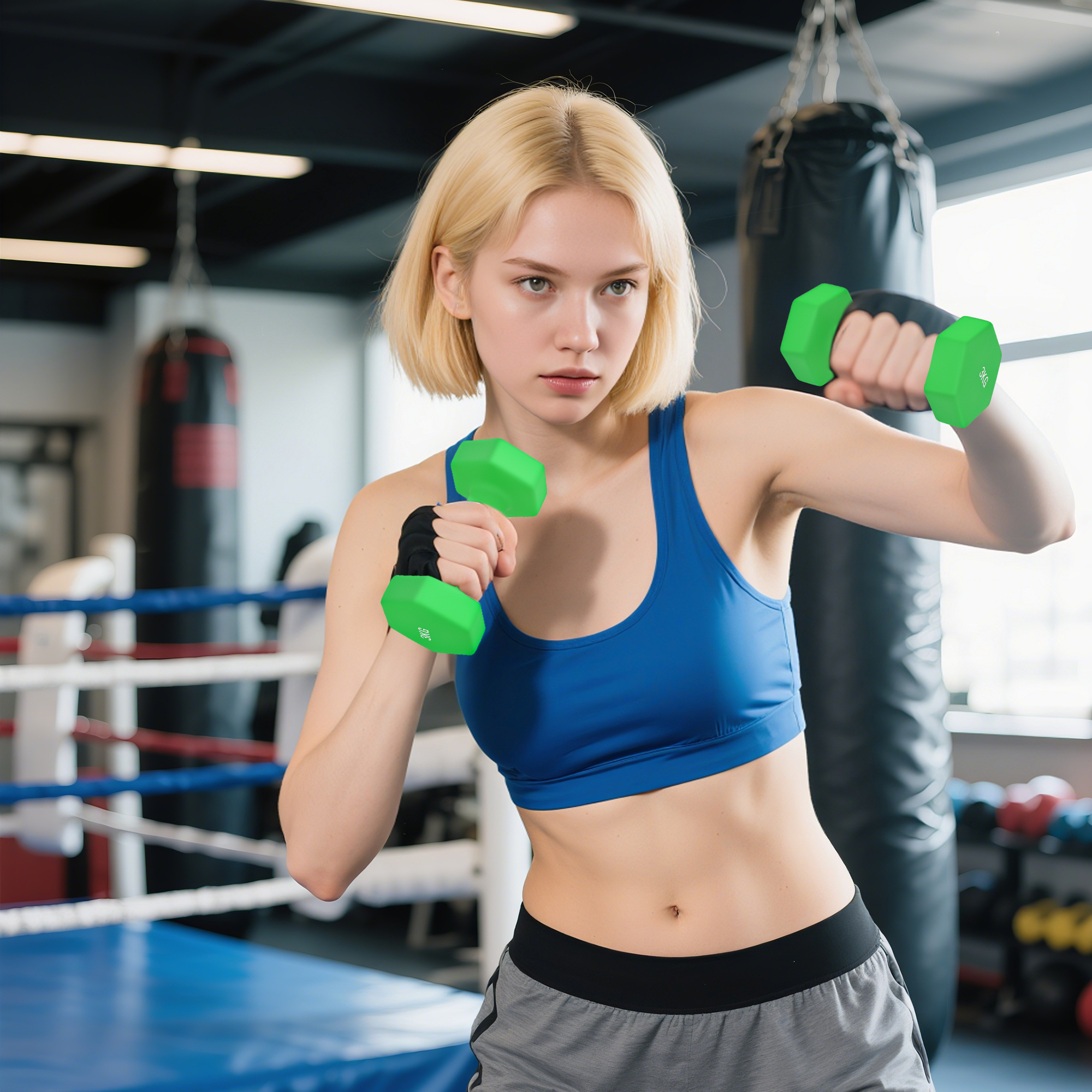 Hanteln Set 4 Paar Kurzhanteln mit Aufbewahrungsständer rutschfeste Griff, 1-4 kg Hexagon