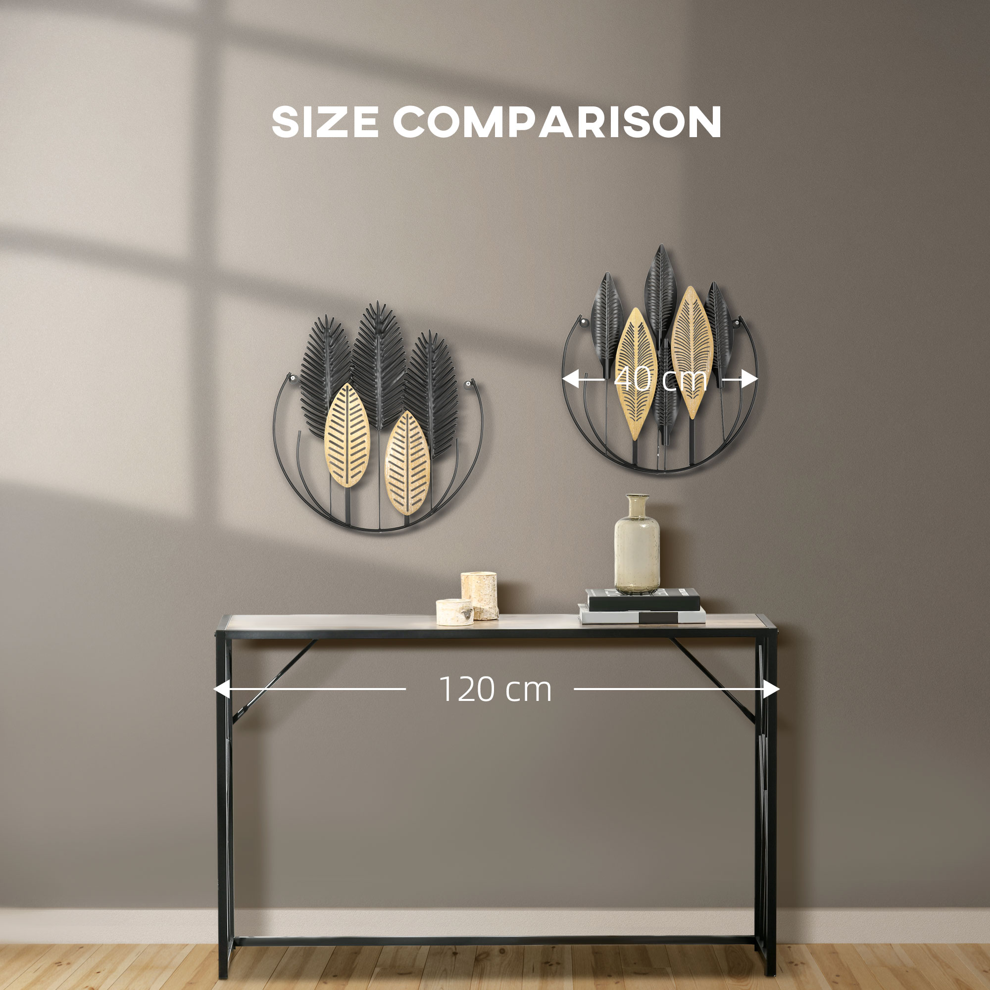 3D -Wandbilder 2er-Set Moderne Wanddekoration Metall Natur + Schwarz