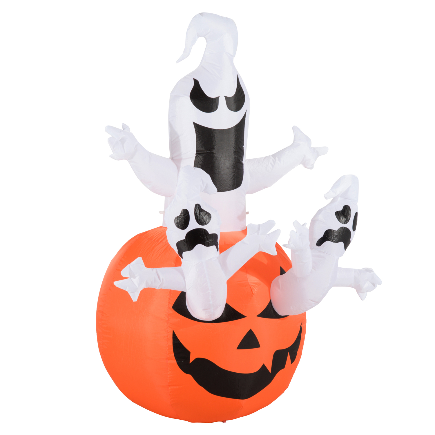 Aufblasbarer Kürbis Geist Gespenst Halloween Deko Figur Luftfigur mit LED Beleuchtung, Polyester, 120x120x180cm