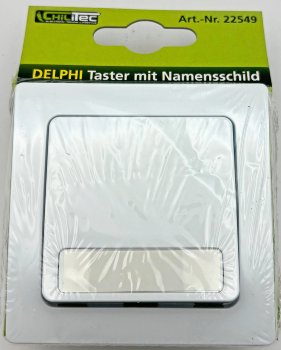 DELPHI Taster mit Namensschild, 0-250V~/ 10A, inkl. Rahmen, UP, weiß