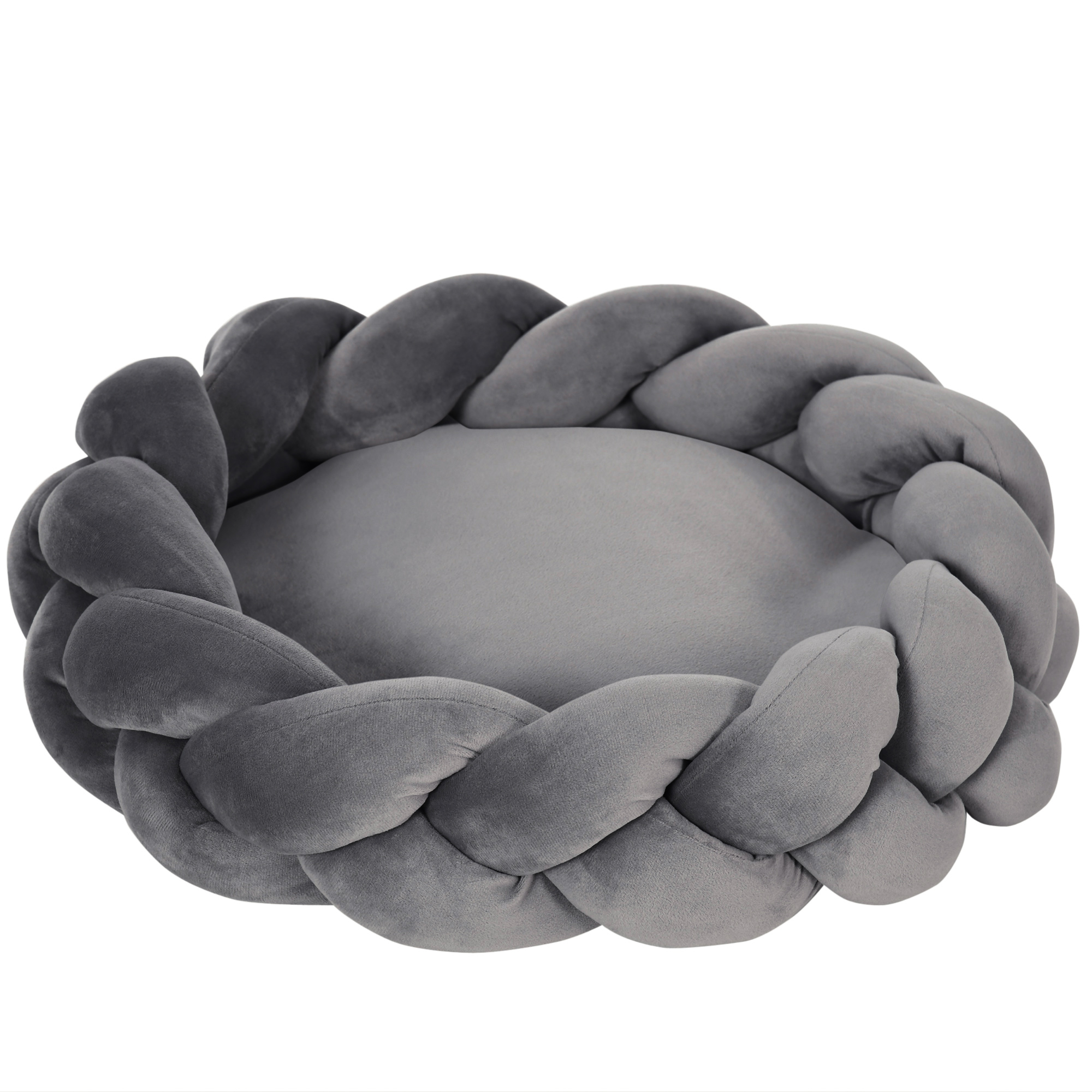 Haustierbett inkl, Kissen, Katzenbett, Hundekorb, waschbar, 55 cm x 55 cm x 14 cm, Grau