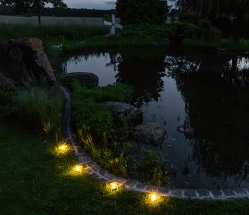 Solar Dekosteine IP65, 4er Set / mit Dämmerungssensor, Warmweiß
