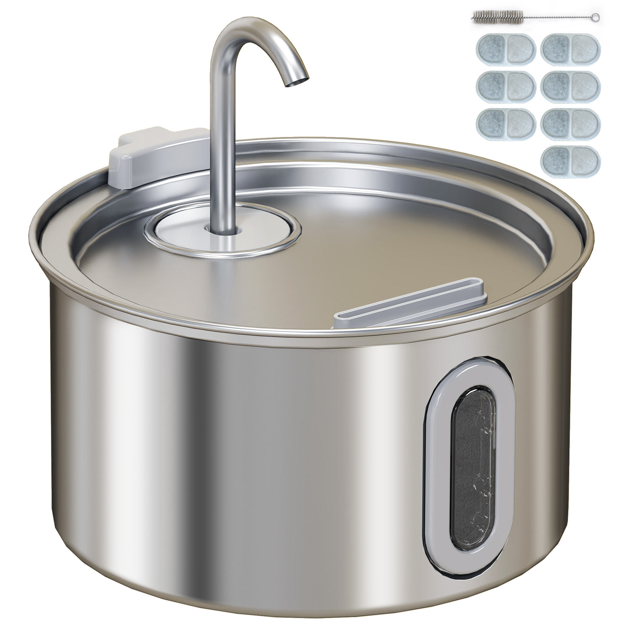 Katzenbrunnen 2,5L Trinkbrunnen für Katzen mit leiser Pumpe LED Aktivkohlefilter 19,4 x 19,4 x 18,7 cm