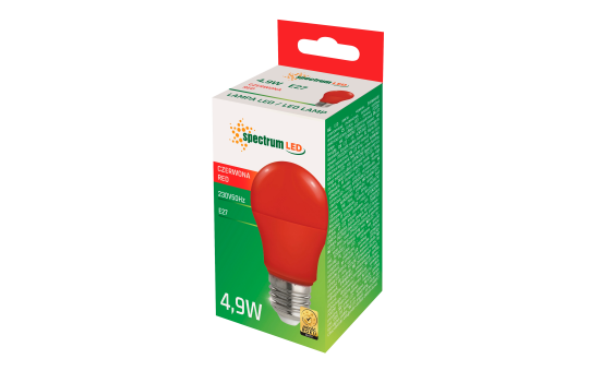 LED-Glühlampe, E27, 230V, 4,9W, 270°, rot