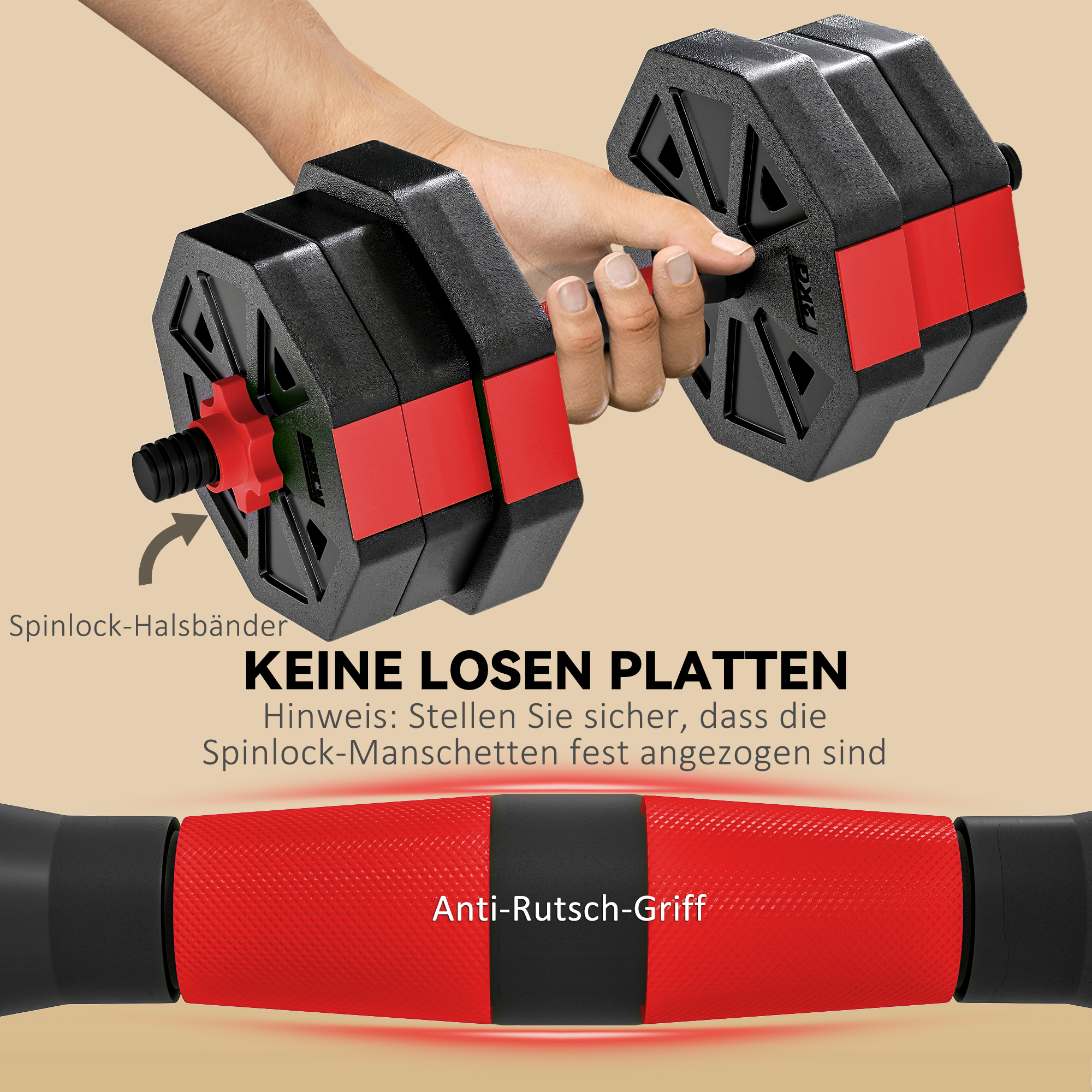 6-in-1 Hantelset Kurzhantel Set Kurzhanteln Langhanteln verstellbar 20 KG für Krafttraining Zuhause