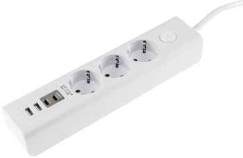 Steckdosenleiste mit Ladebuchsen für USB / USB-A /USB-C,3-fach, weiß, 1,5m Kabel