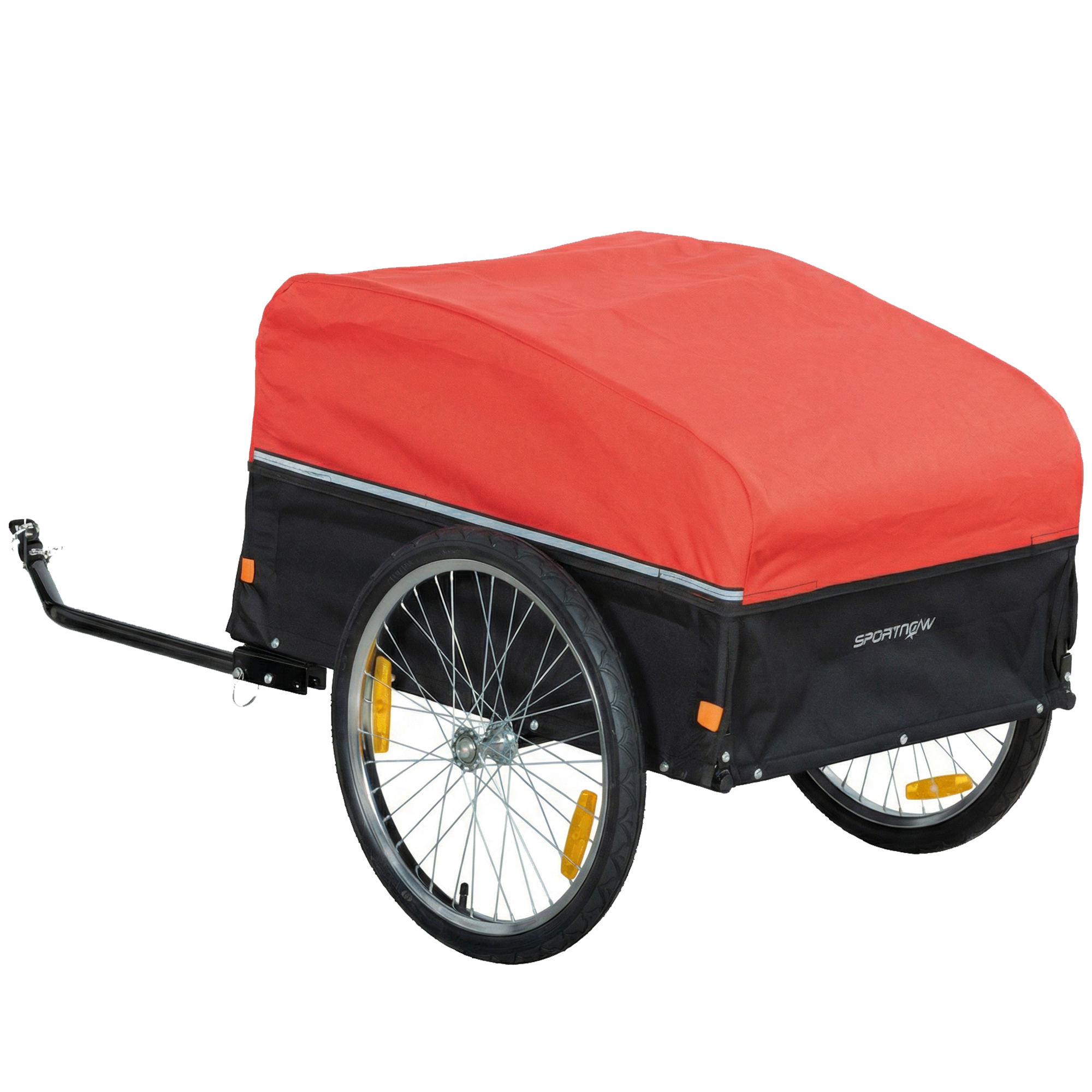 Fahrradanhänger 170 Liter Fahrrad Lastenanhänger mit Kupplung Abdeckplane 51 cm Schnellspannend Luftreifen bis 40 kg