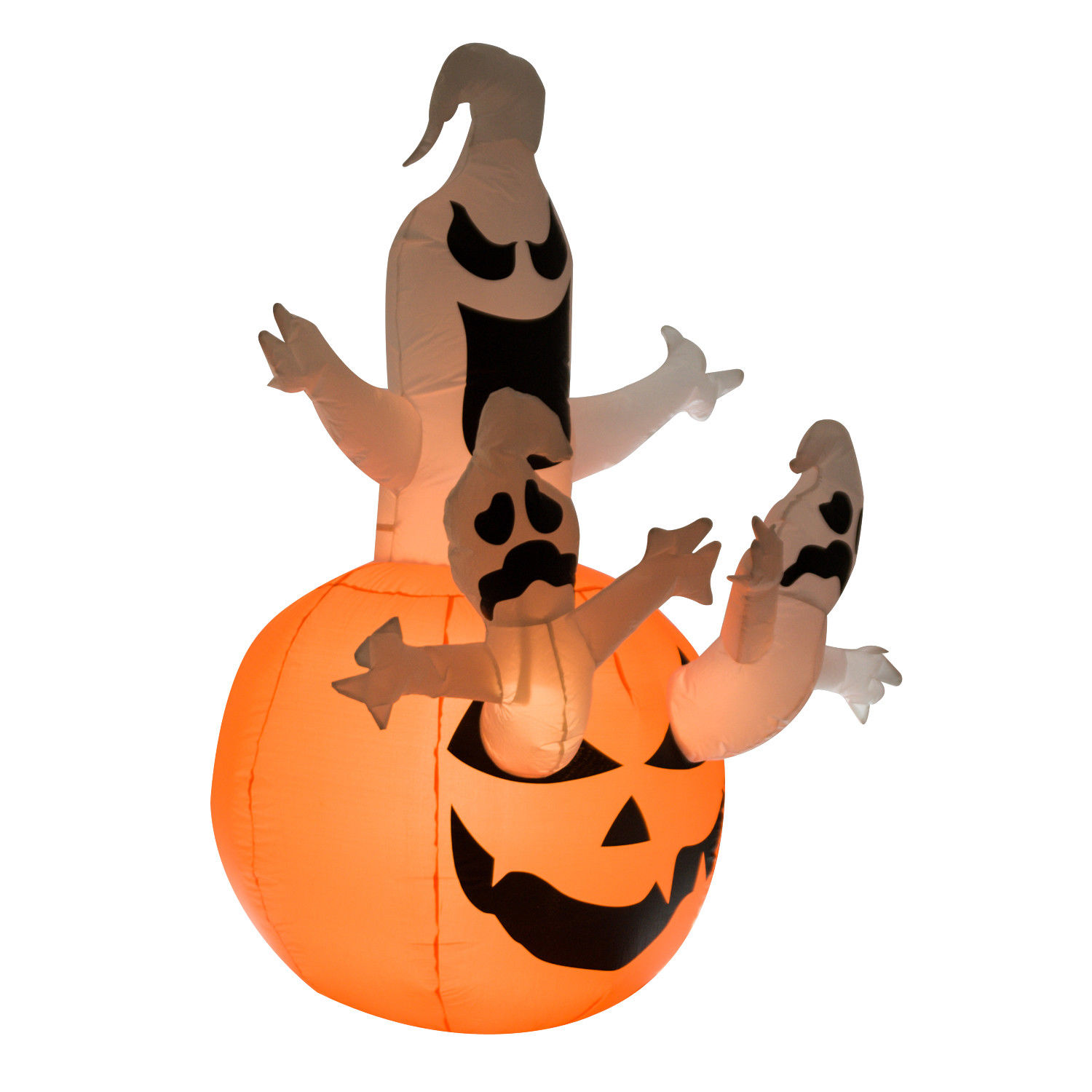 Aufblasbarer Kürbis Geist Gespenst Halloween Deko Figur Luftfigur mit LED Beleuchtung, Polyester, 120x120x180cm