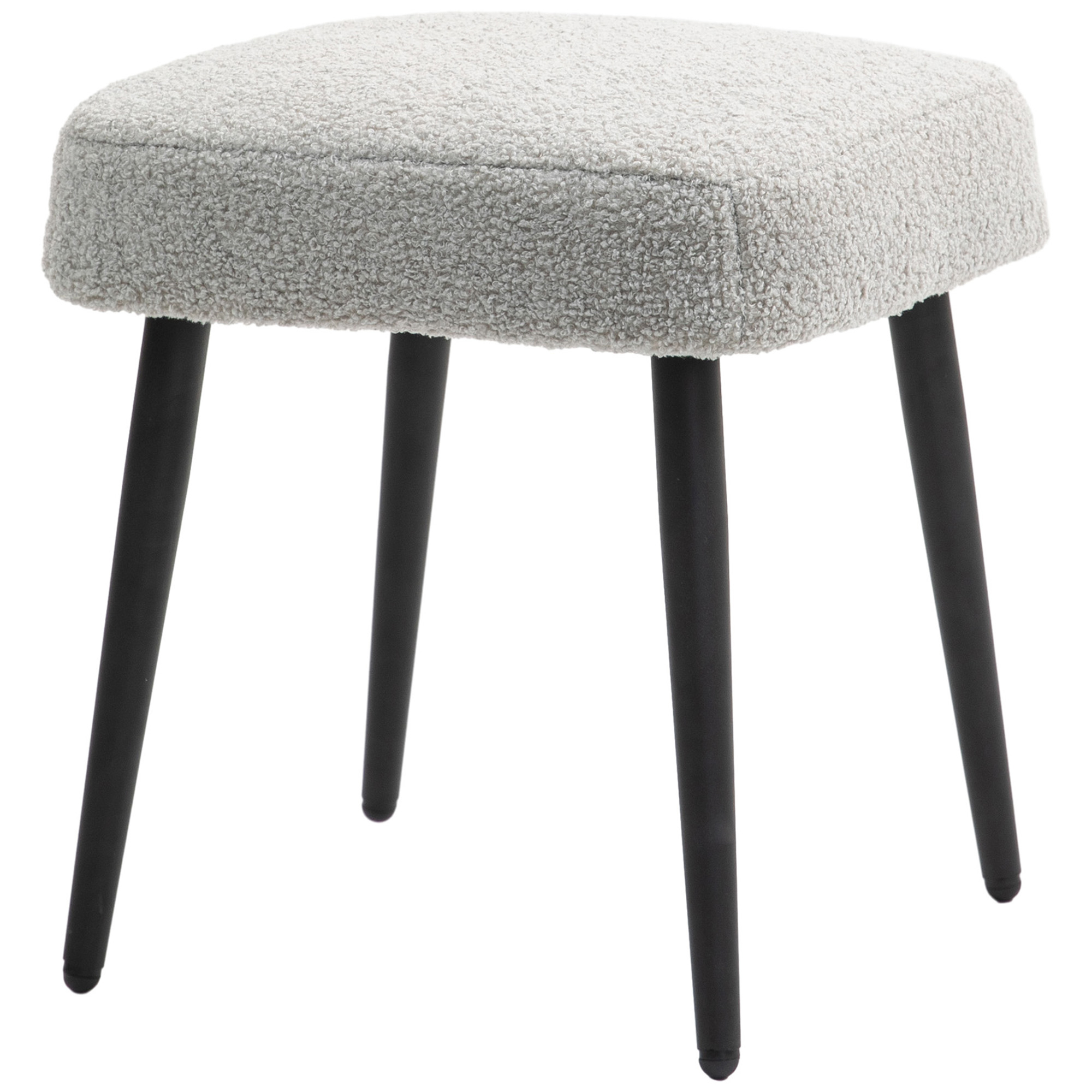 Hocker, Fußstütze, gepolsterter Sitz, Kaschmir-Optik, Stahlbeine, 42 x 42 x 44 cm, Hellgrau