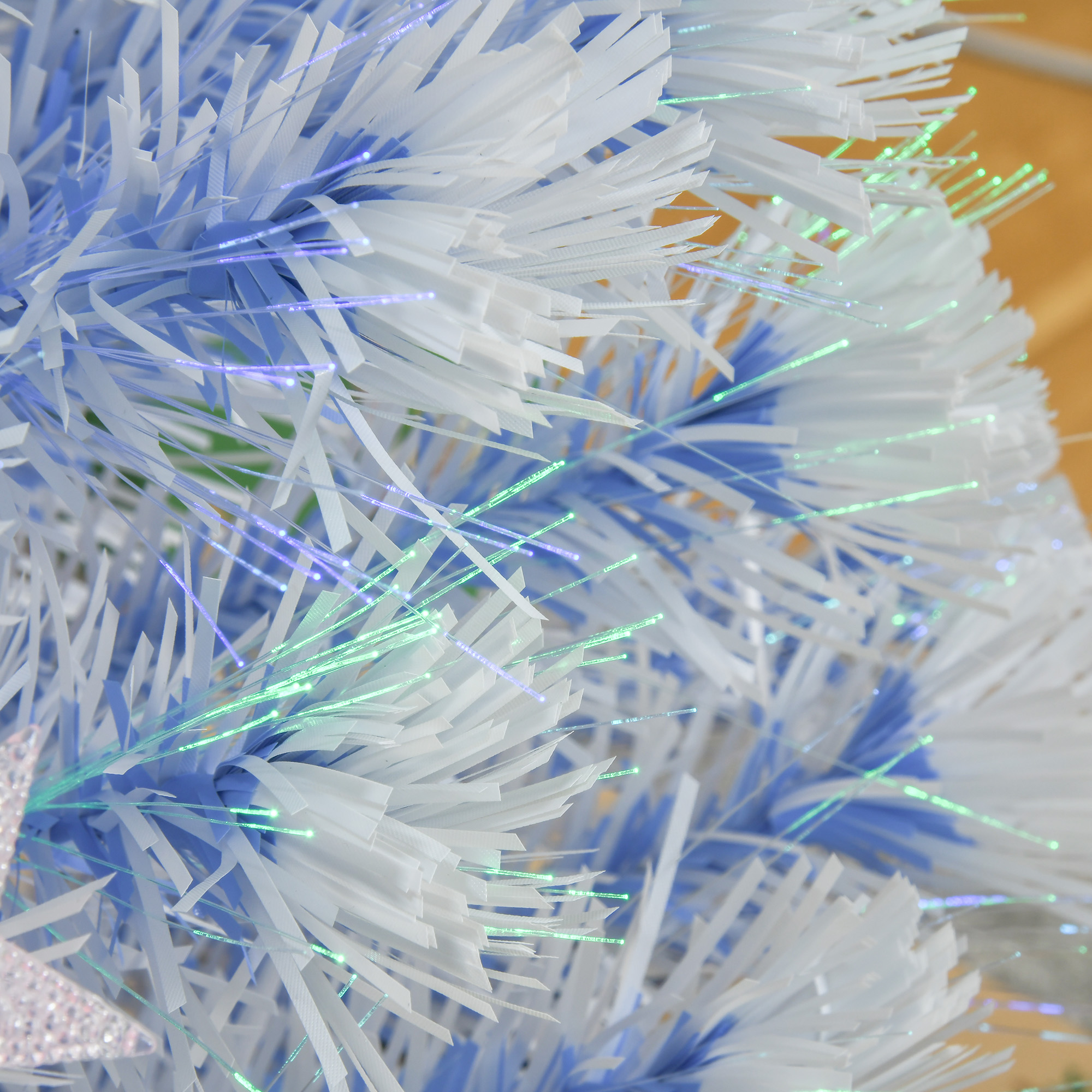 künstlicher Weihnachtsbaum mit 3 LED-Leuchten Christbaum Tannenbaum PVC Metall Weiß+Blau Ø60 x 120H cm