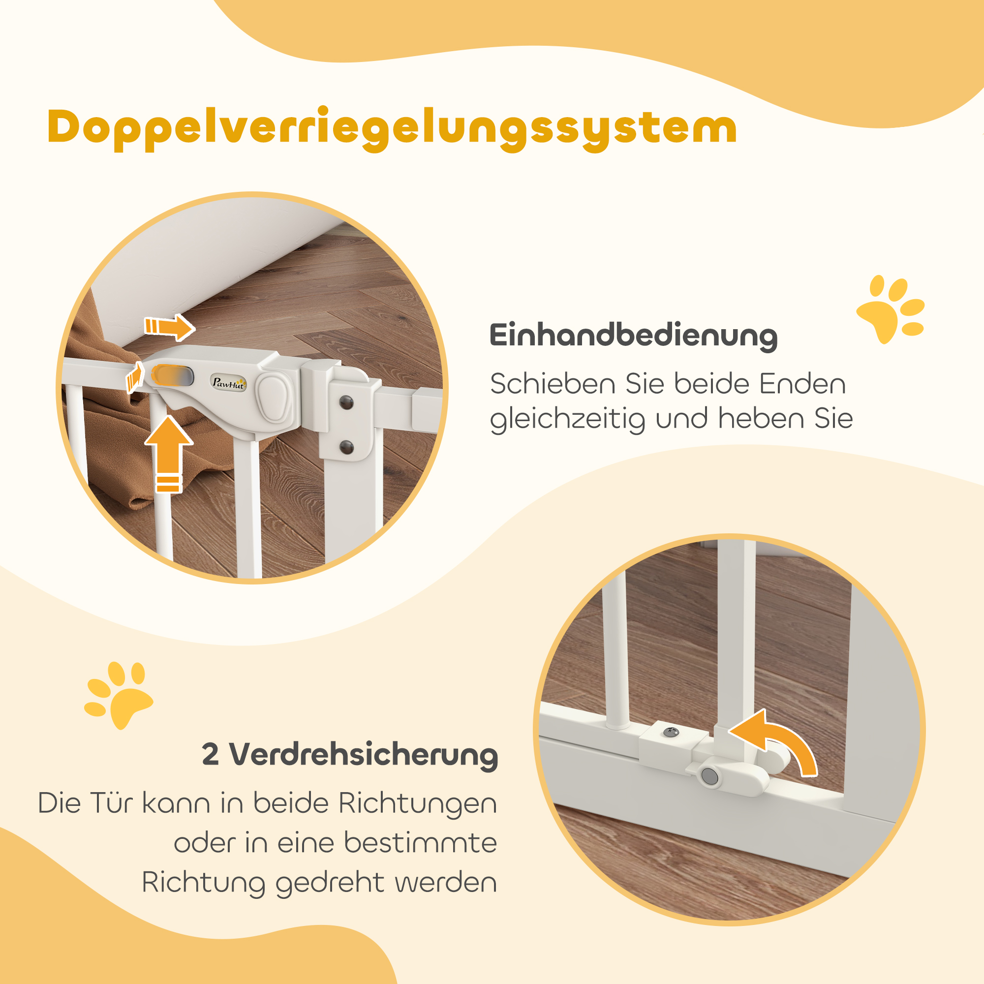 Hunde-Absperrgitter, erweiterbar, Klemmmontage, Metall, 136x76cm, Weiß