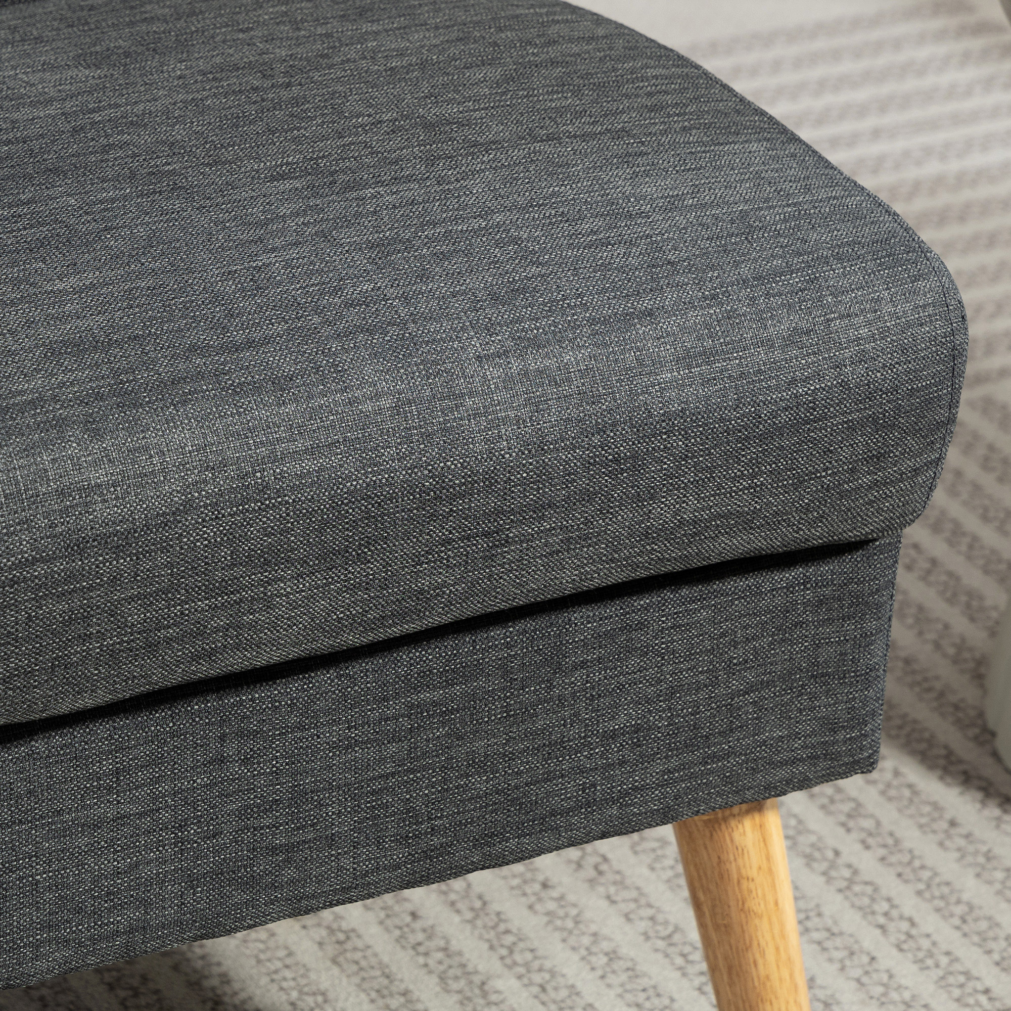 2-Sitzer-Sofa, getuftete Rückenlehne, Holzbeine, dicke Polsterung, Leinenoptik, für kleine Räume, Grau