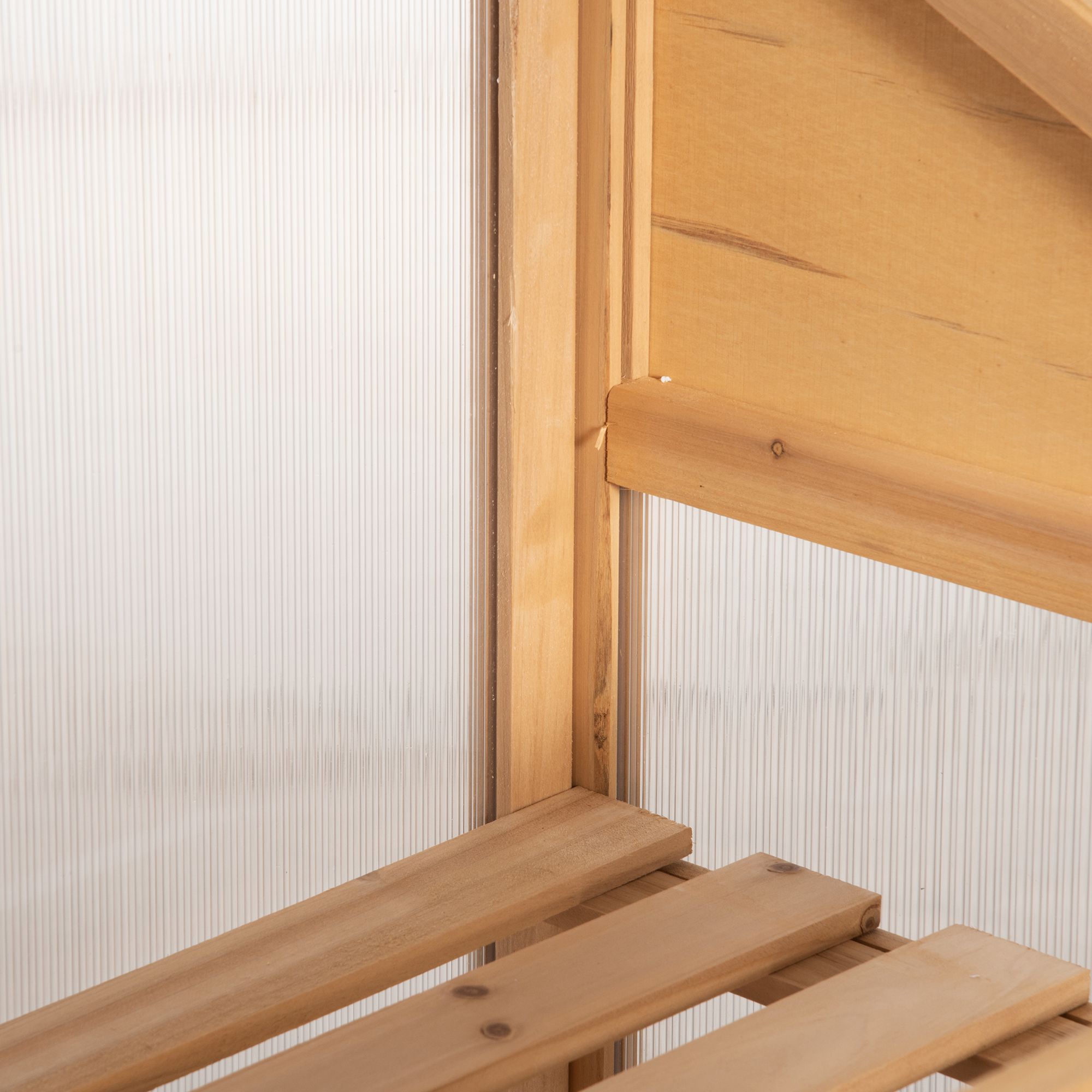 Mini-Gewächshaus, kleines Treibhaus mit Holzrahmen, Fenster und Doppeltür, 3 Regale, 70L x 50B x 120H cm, Braun