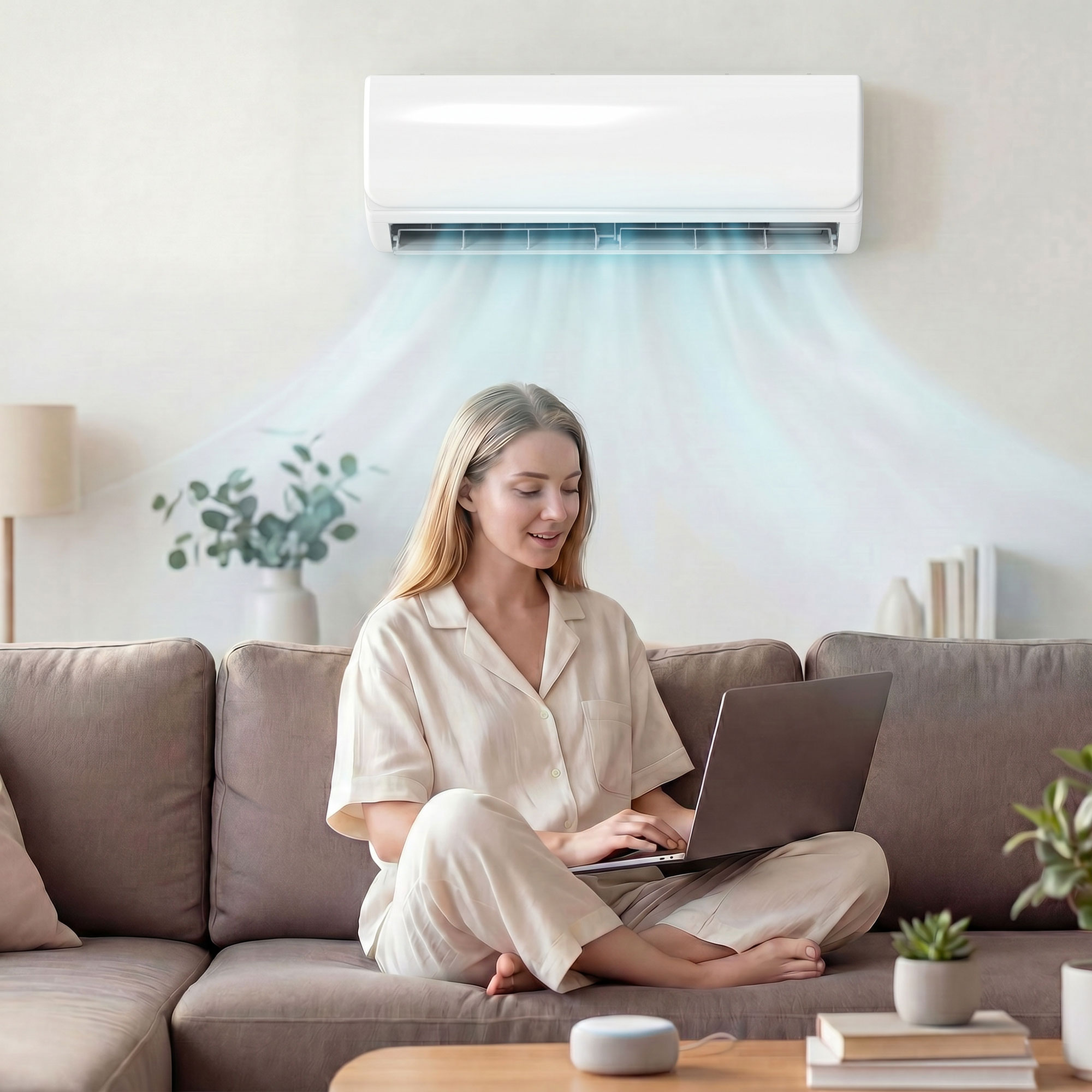 9000 BTU Mini-Split-Klimaanlage & Wärmepumpe, WLAN-fähige Inverter-Klimaanlage mit Installationskit