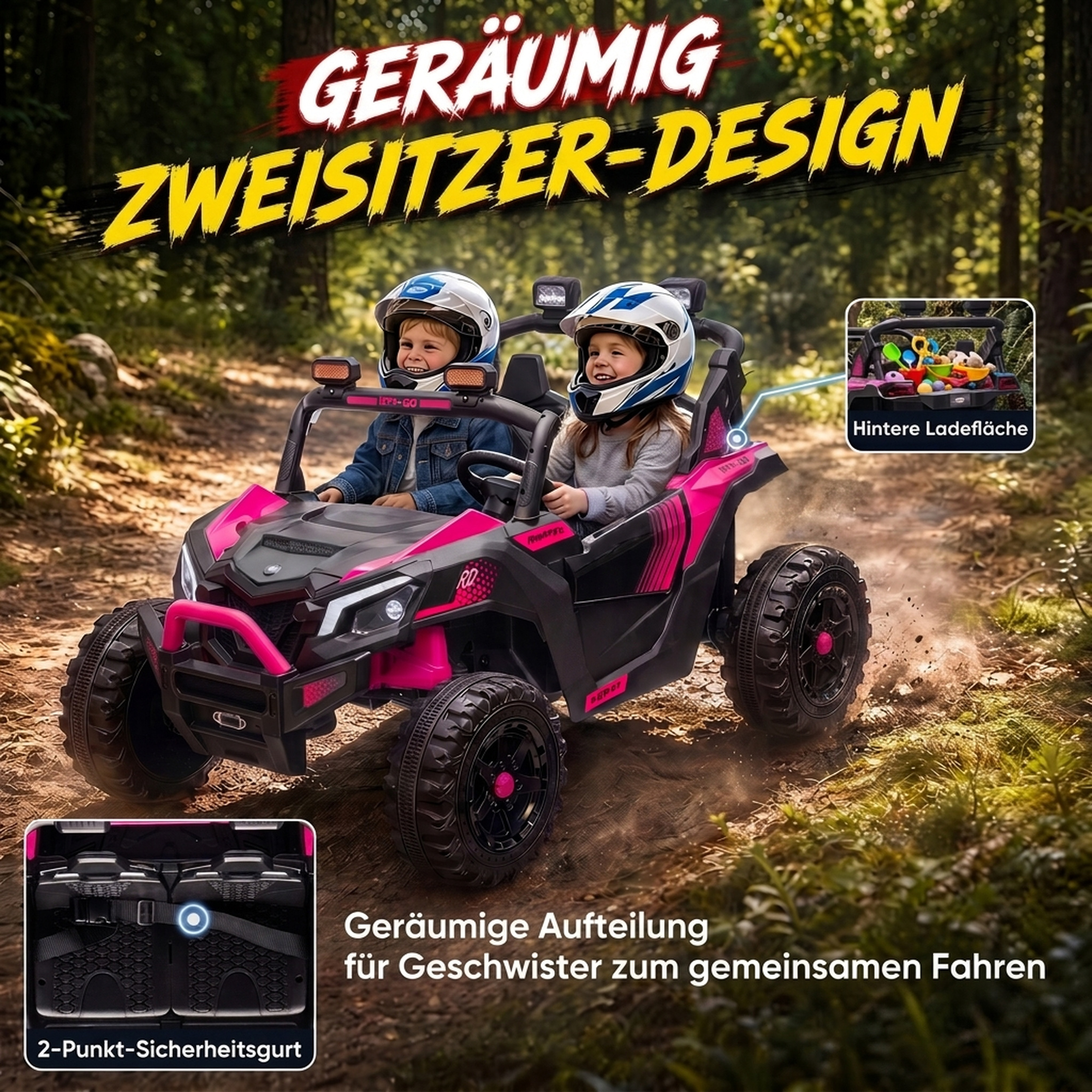 Kinder Elektroauto 24V 2 Sitzer Kinderauto UTV mit Lithium-Akku 2,4 GHz Fernbedienung 2 x 120W Motoren Softstart