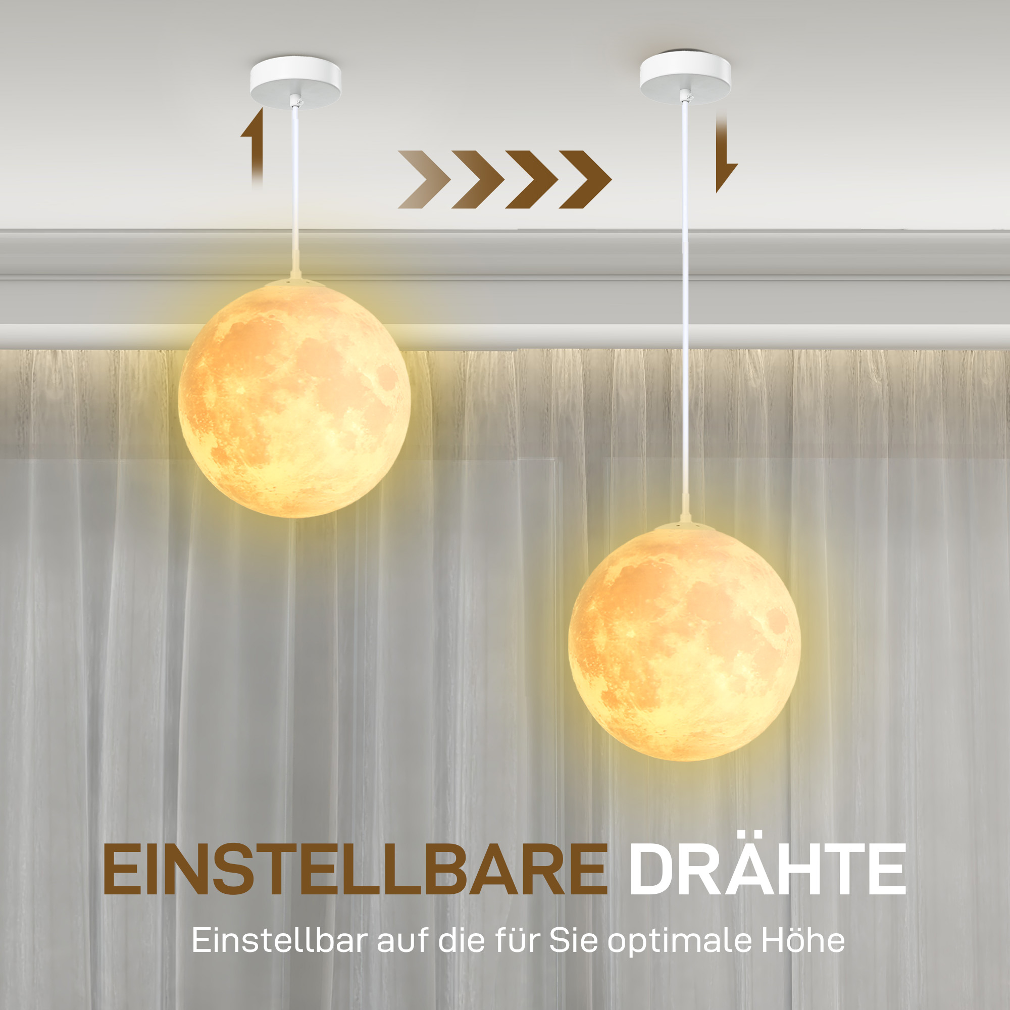 Mondlampe, 3D-Druck, App-Steuerung, Musik-kompatibel, verschiedene Licht-Modi, Weiß