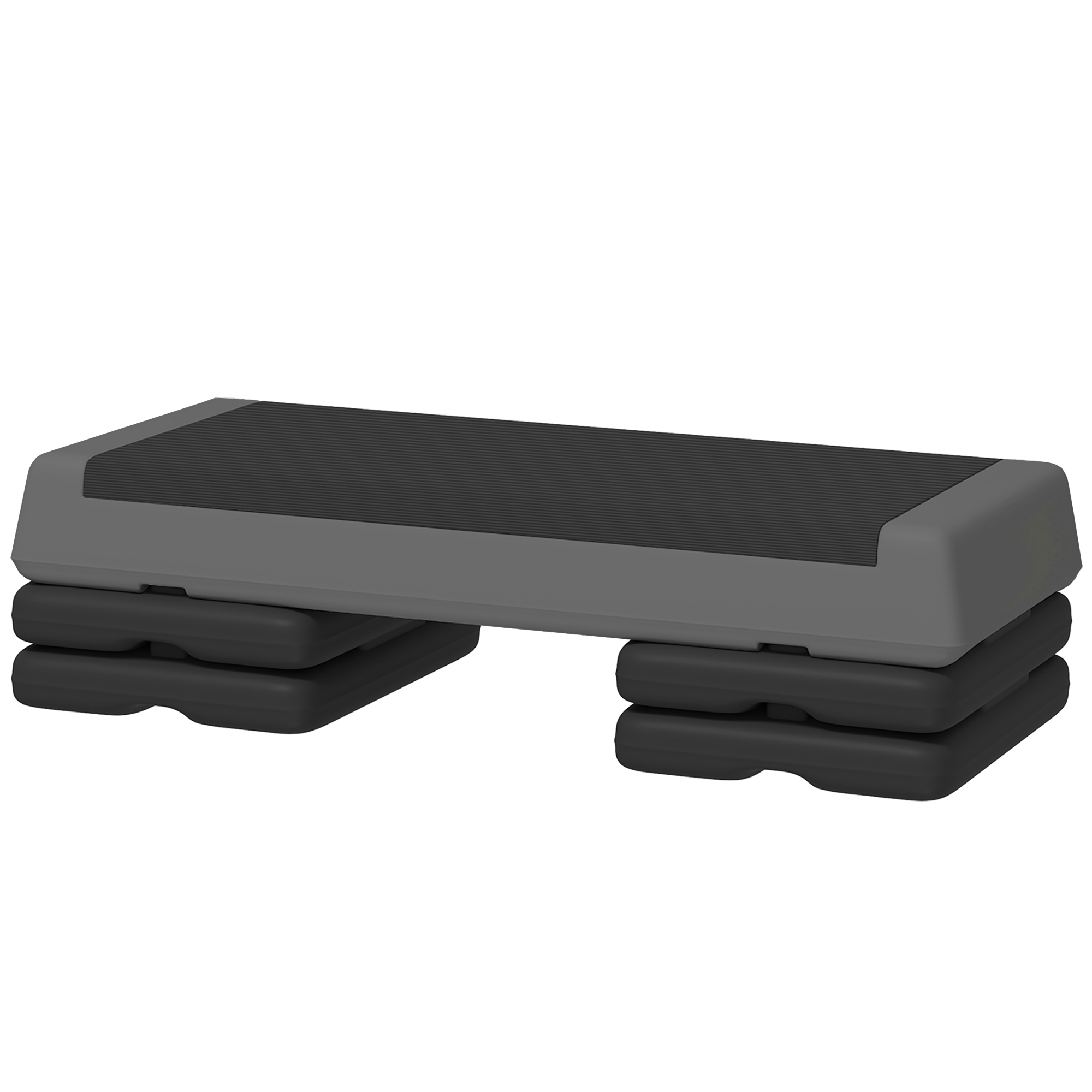 Höhenverstellbarer Fitness-Stepper, rutschfest, für Zuhause, das Fitnessstudio oder das Büro geeignet, Kunststoff, Grau