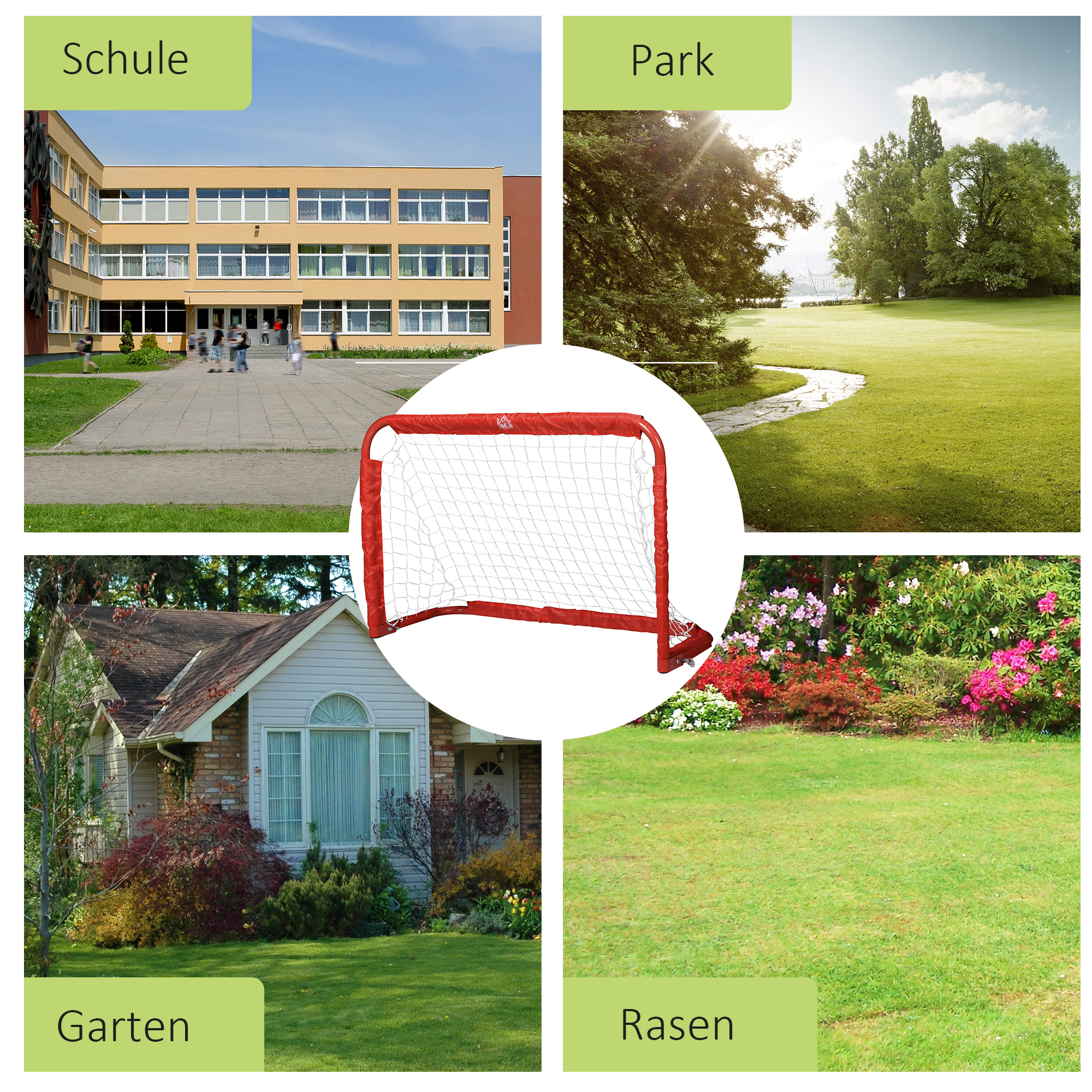 Fußballtor-Set, 2 klappbare Minitore, Metallrahmen, inkl. Werkzeug, 90 x 36 x 60 cm, Rot