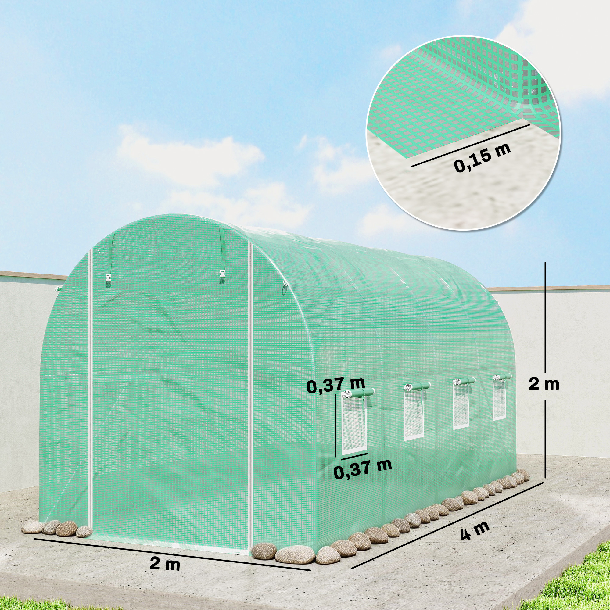 outsunny-gewachshausfolie-4-x-2-m-wasserdicht-gartenfolie-mit-tur-8-fenster-uv-schutz-reissfest-polyethylen-grun~23EM9OBE1U001