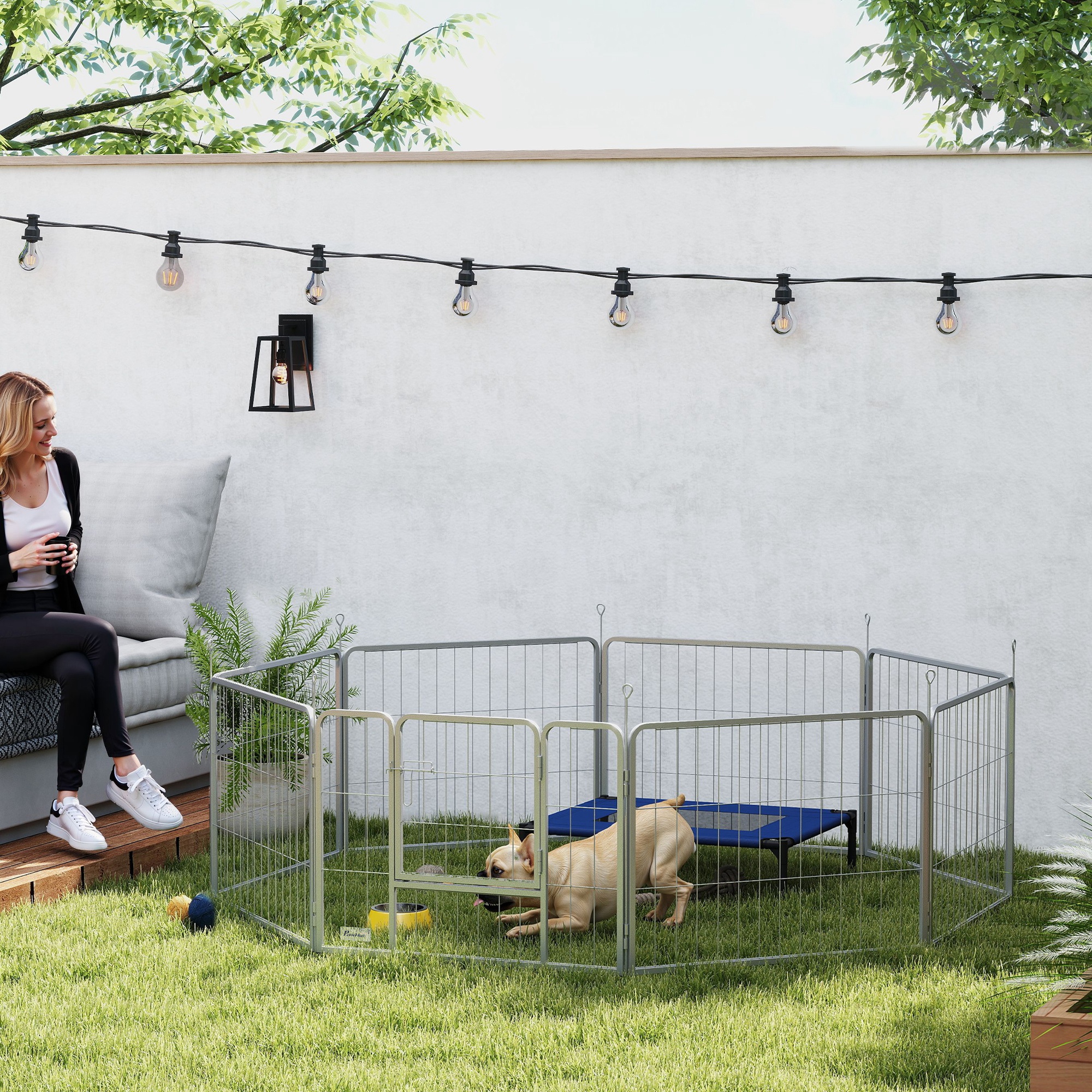 Haustiergehege, Hundezaun, Haustierspielplatz, flexibel anpassbar, rostfreier Stahl