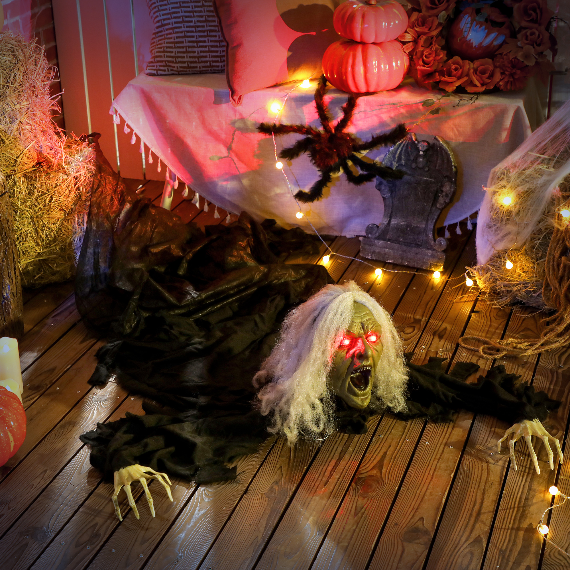 183cm Halloween Dekoration Halloween Zombie-Alte mit LED-Lichter, Soundfunktion, für Party