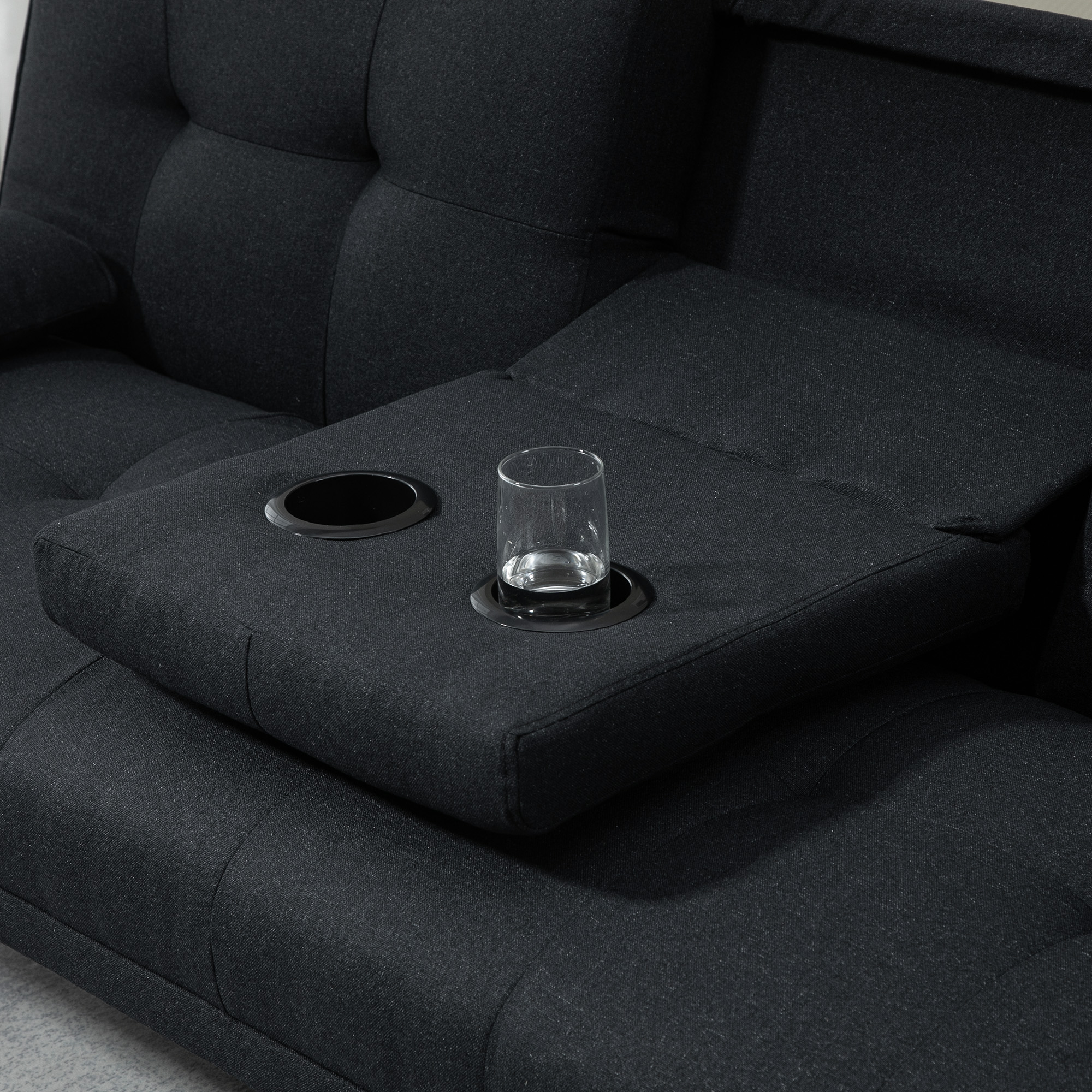 Schlafsofa, Gästebett, verstellbare Rückenlehne, klappbarer Tisch, 181x77x78 cm, Schwarz