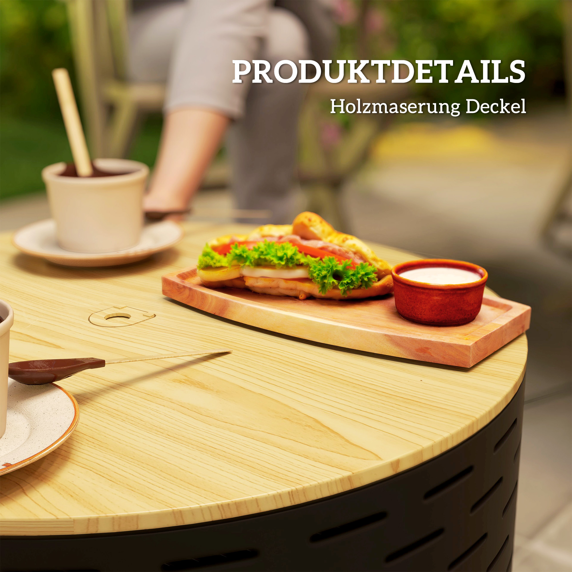 3-in-1 Feuerschale Ø60 x 39cm aus Edelstahl Feuerstelle mit Grillrost Funkenschutz Schürhaken Kohlegrau