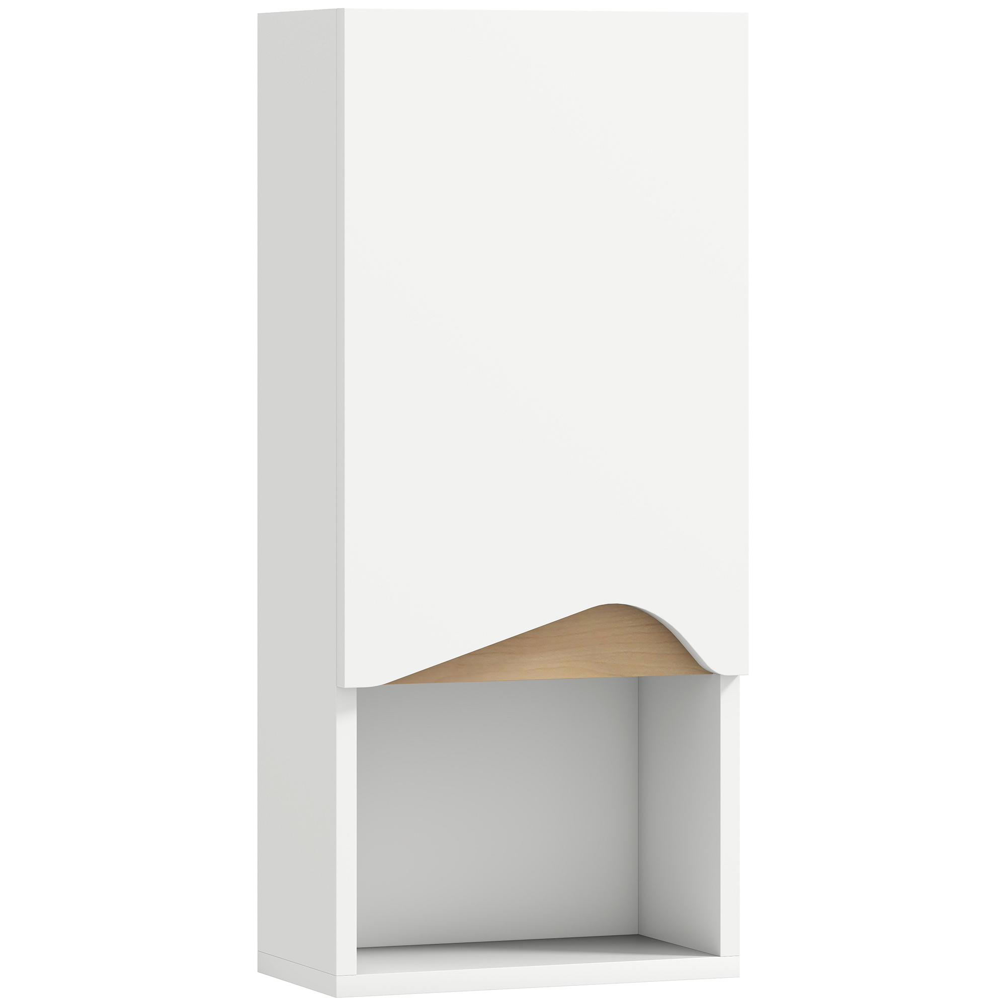 Badezimmerschrank Wandschrank mit Soft-Close-Tür und offenem Fach 30 x 17 x 67 cm Weiß