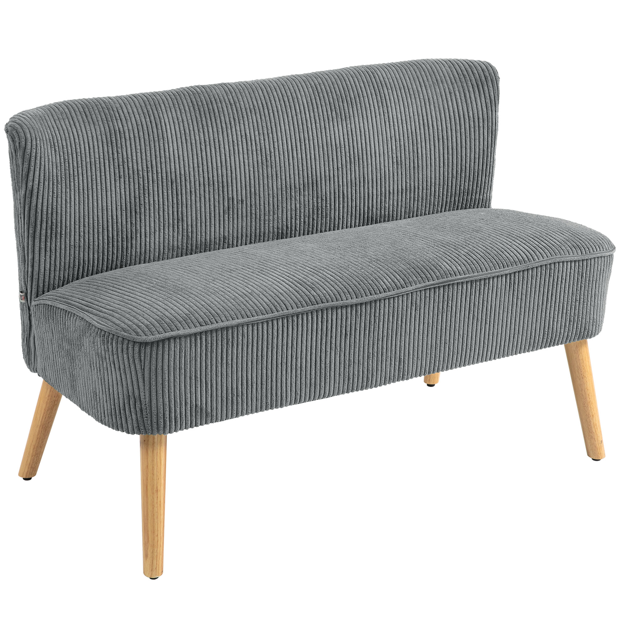 2-Sitzer Polstersofa, Holz, Samtartiges Polyester, Schaumstoff, 117 x 56,5 x 77 cm, Grau