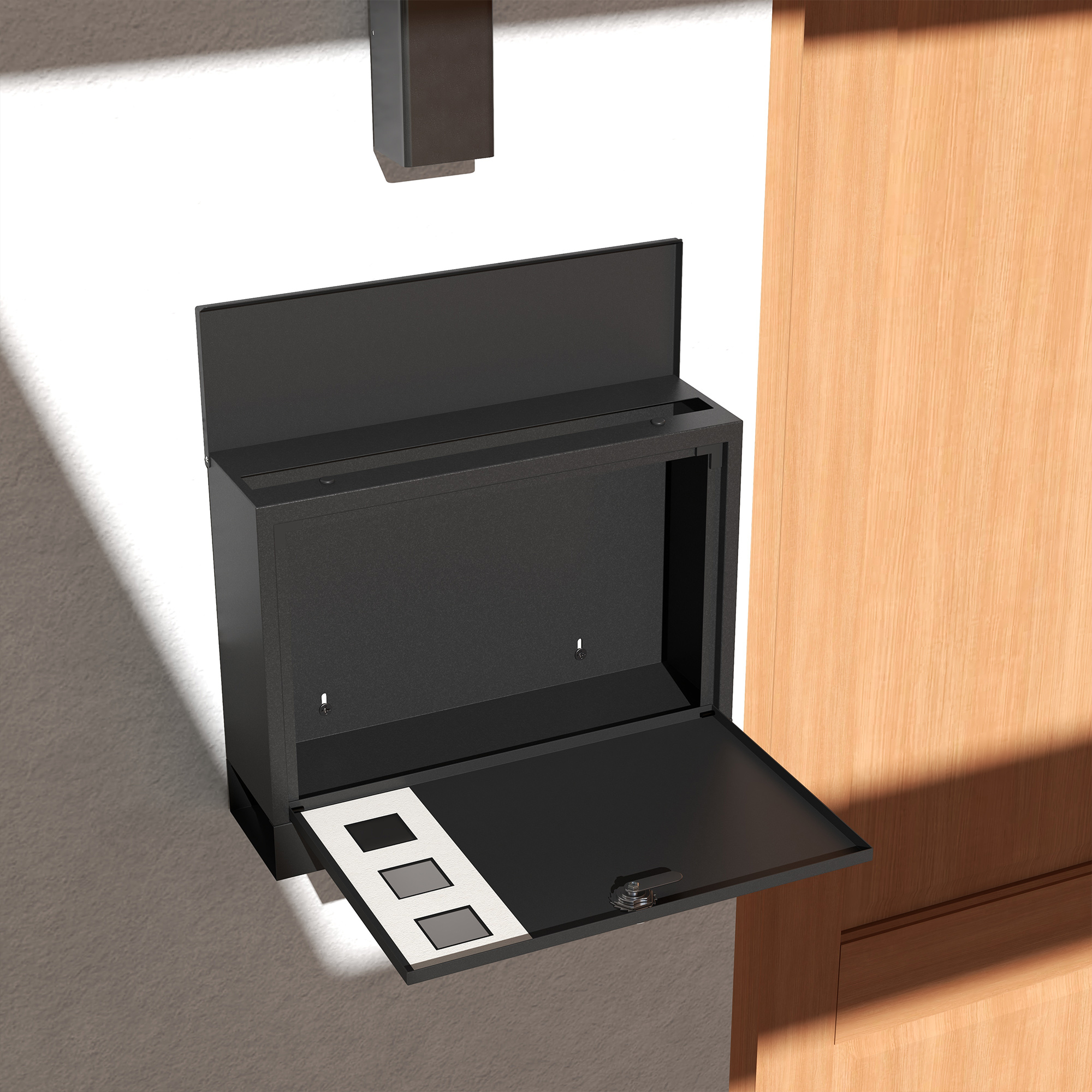 Briefkasten Metallbriefkasten, modern, abschließbar, 36,5 x 11,5 x 29 cm, Schwarz