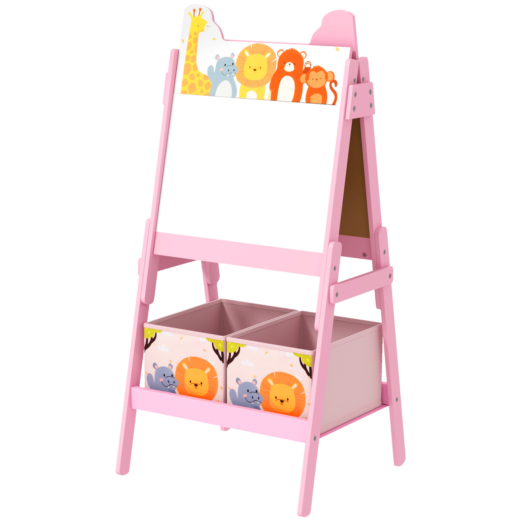 2-in-1 Kindermalstaffelei mit Whiteboard, Kreidetafel, Aufbewahrungsboxen, für Kinder im Alter von 3-8 Jahren, Rosa 2-in-1 Kindermalstaffelei mit Whiteboard, Kreidetafel, Aufbewahrungsboxen, für Kinder im Alter von 3-8 Jahren, Rosa