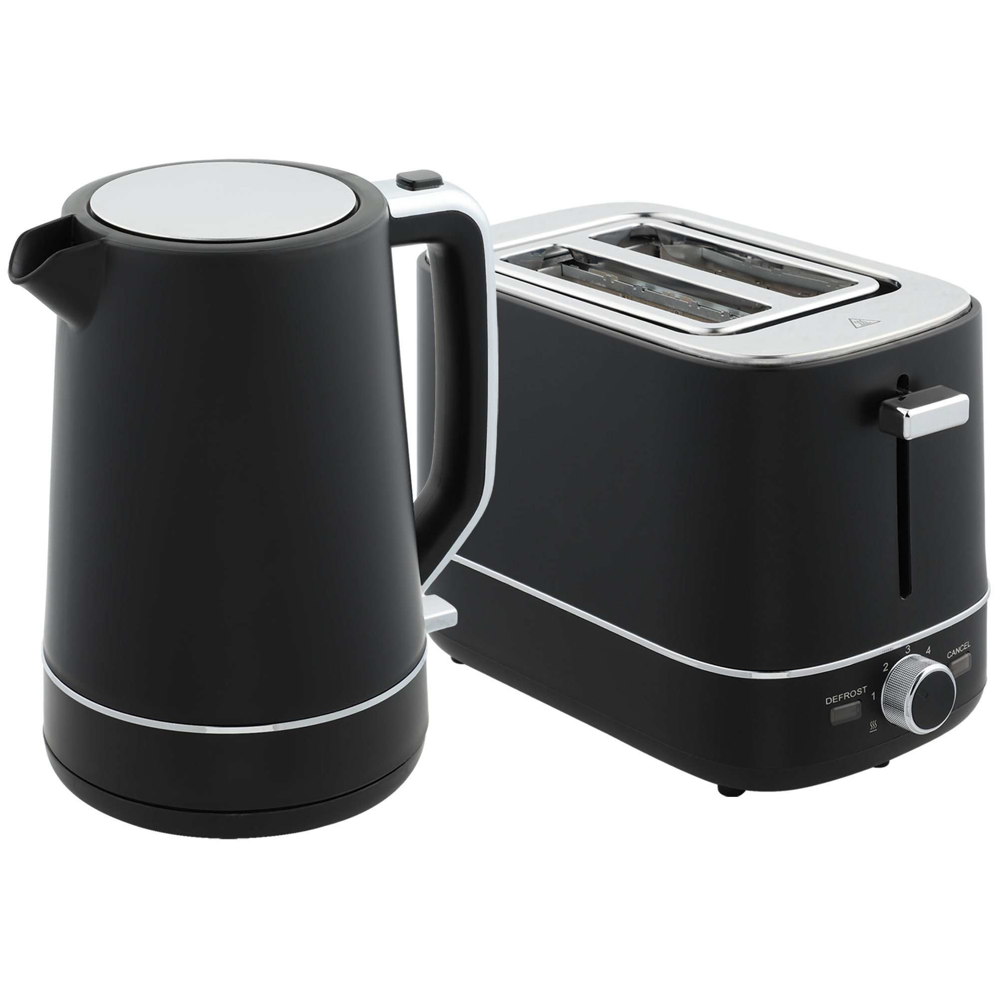 Set aus 1,7 L Wasserkocher und Toaster mit 6 Bräunungsstufen, Schwarz/Stahl