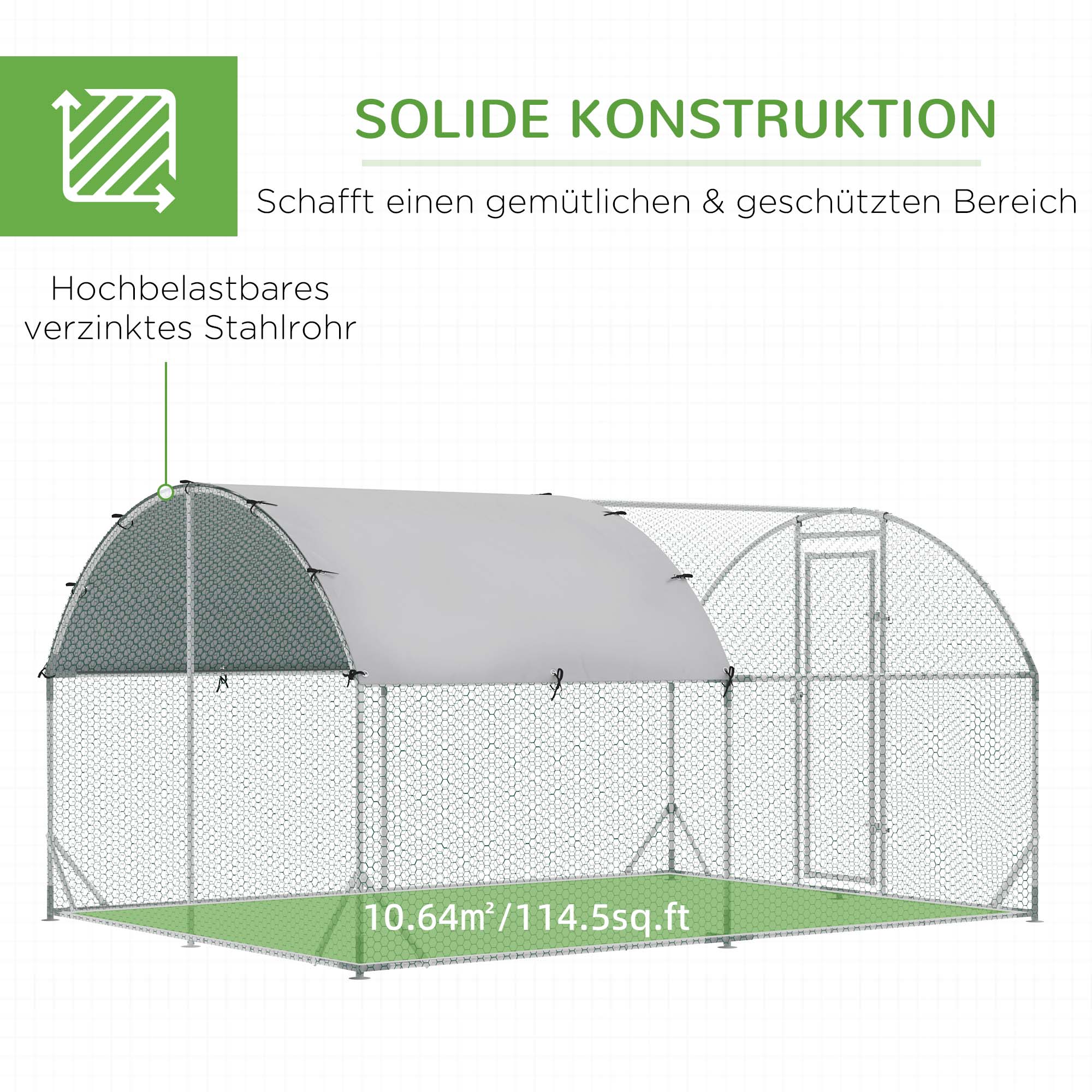 Gehege für Kleintiere, Outdoor-Freilaufgehege für Hühner, Kaninchen, Enten, stabile Konstruktion, Stahl und Oxford-Stoff